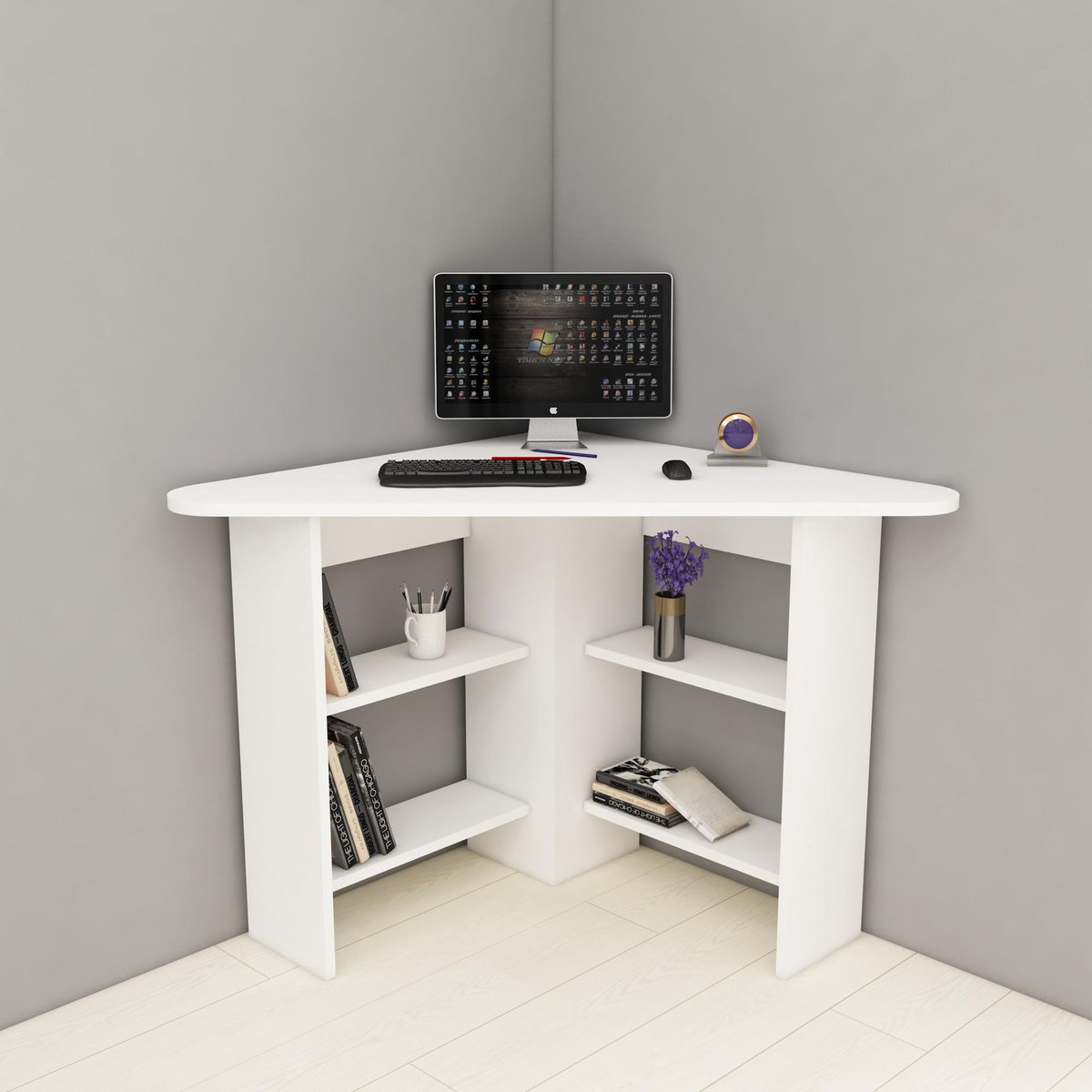 Habitat et Jardin Bureau en bois  Corner   - 80 x 80 x 73 cm - Blanc
