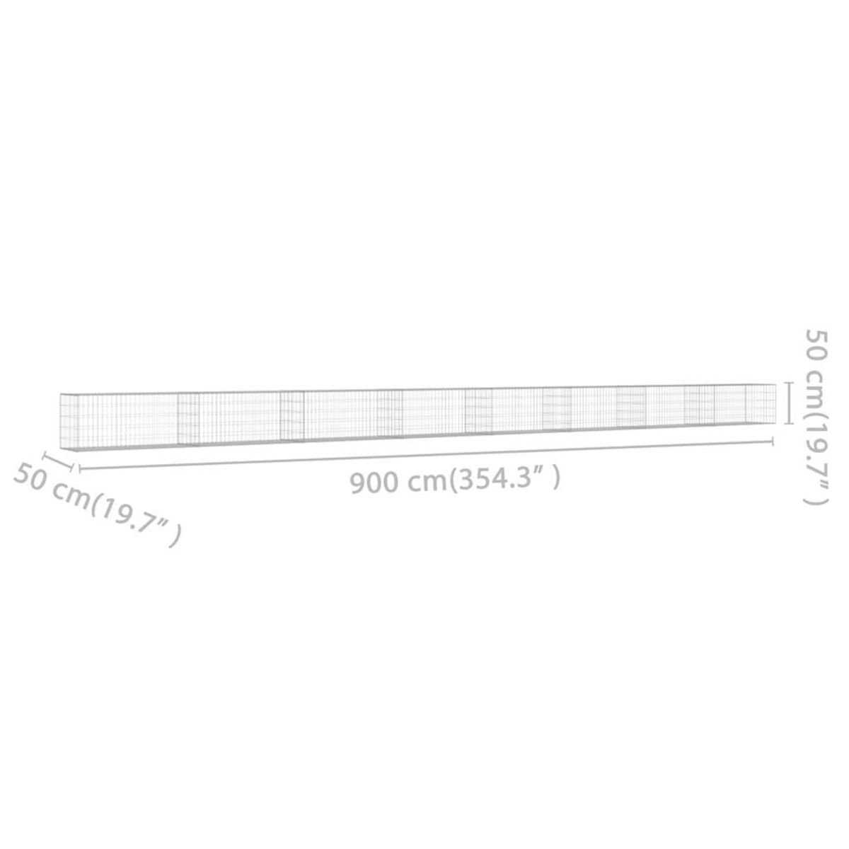 VIDAXL Mur a gabion avec couvercles Acier galvanise 900x50x50 cm