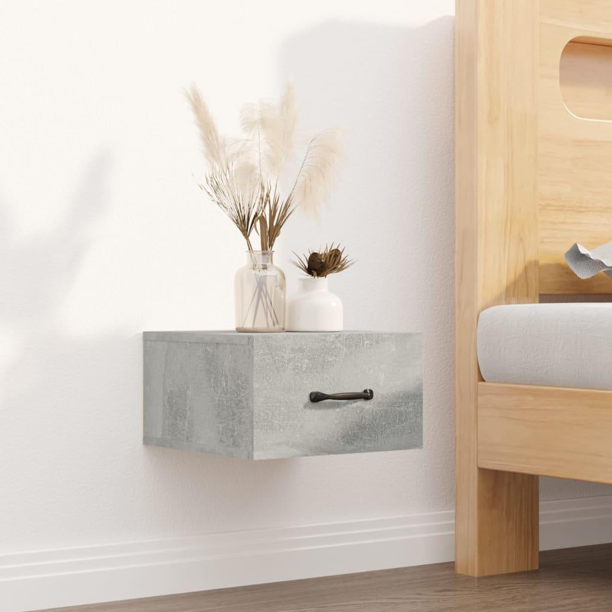 VIDAXL Table de chevet murale Gris beton 35x35x20 cm
