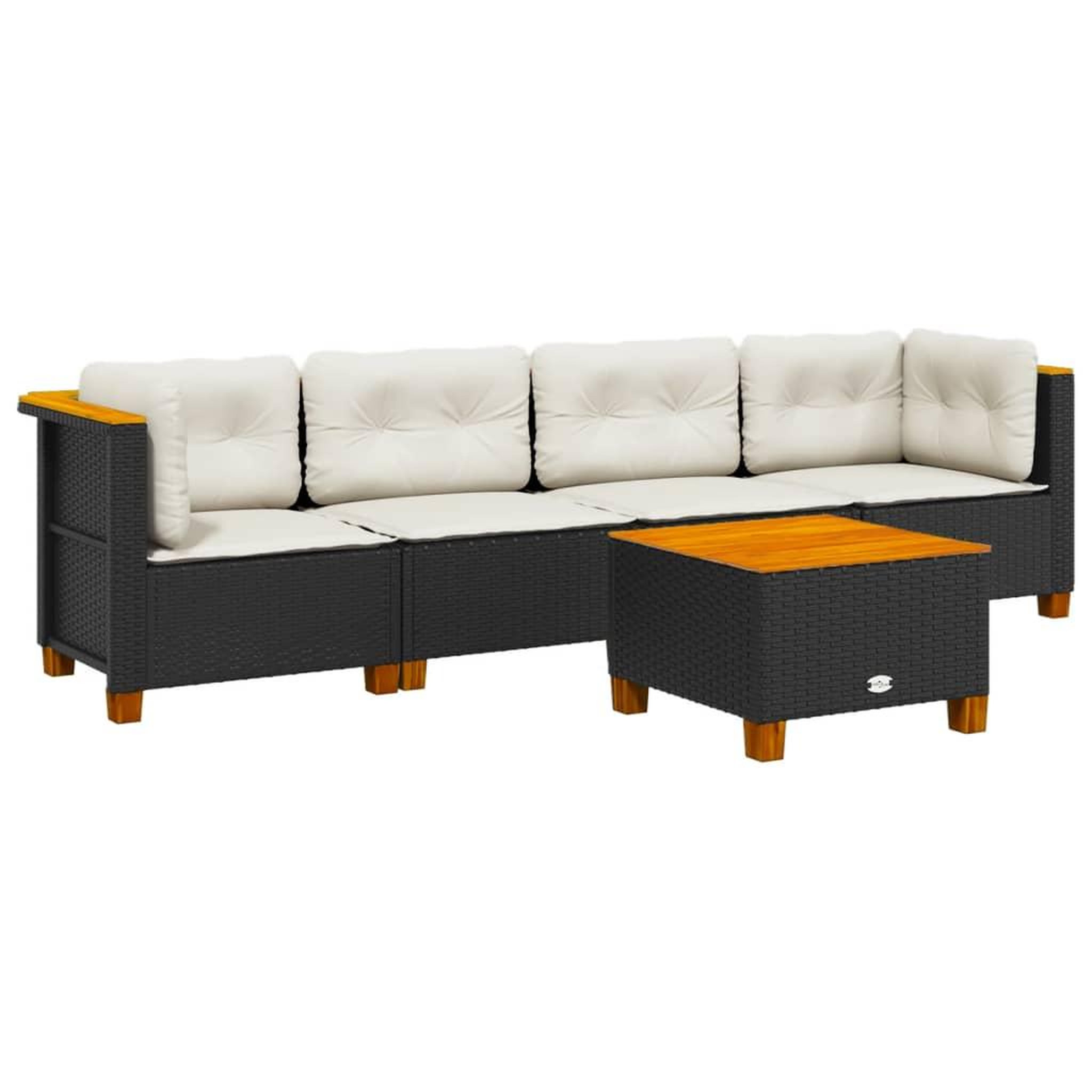 Voir la diapositive 2 : VIDAXL Salon de jardin 5 pcs avec coussins noir resine tressee