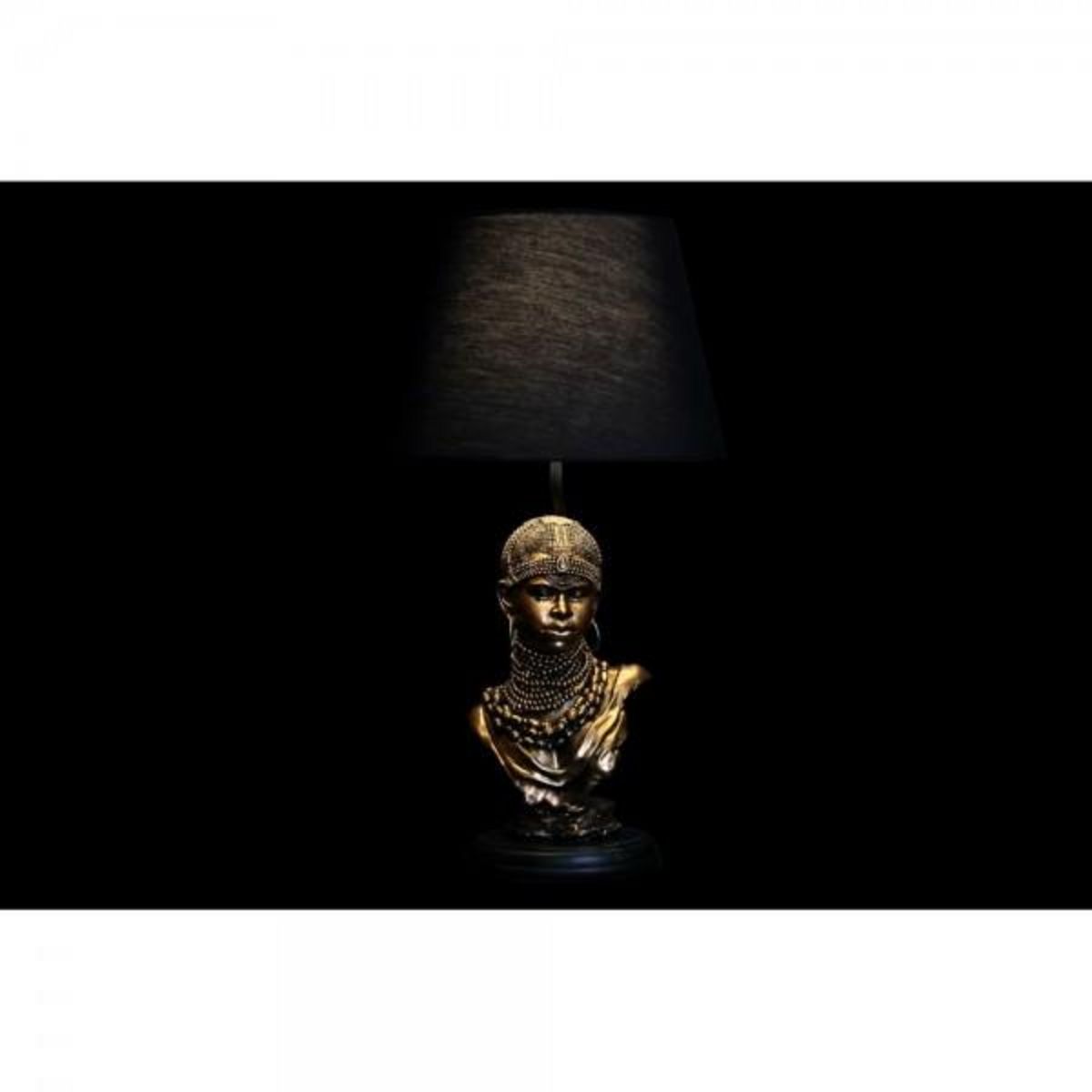 MARKET24 Lampe de bureau DKD Home Decor Noir Doré Polyester Résine Africaine (31 x 31 x 58 cm)