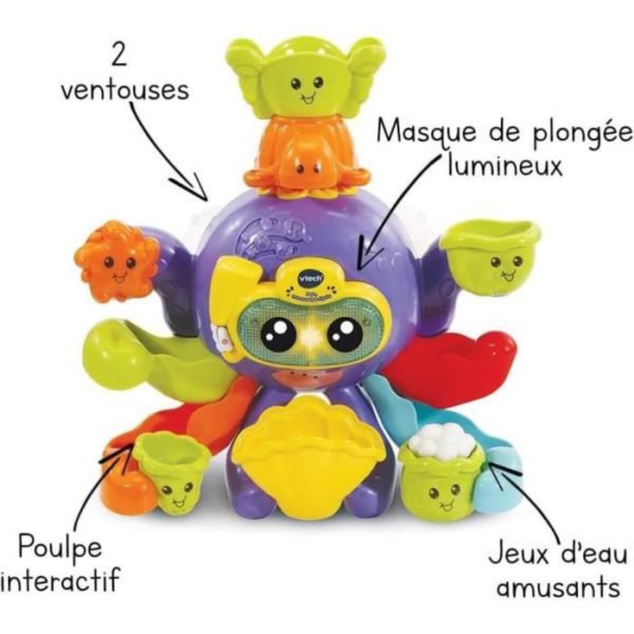 Voir la diapositive 4 : VTECH BABY Jouet de Bain interactif VTECH BABY - Polo, Mon Poulpe Rigolo - Multicolore - Pour Bébé de 1 a 5 ans