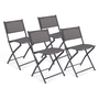 Voir la diapositive 1 : ID MARKET Lot de 4 chaises de jardin pliantes BASTIA métal et textilène gris anthracite