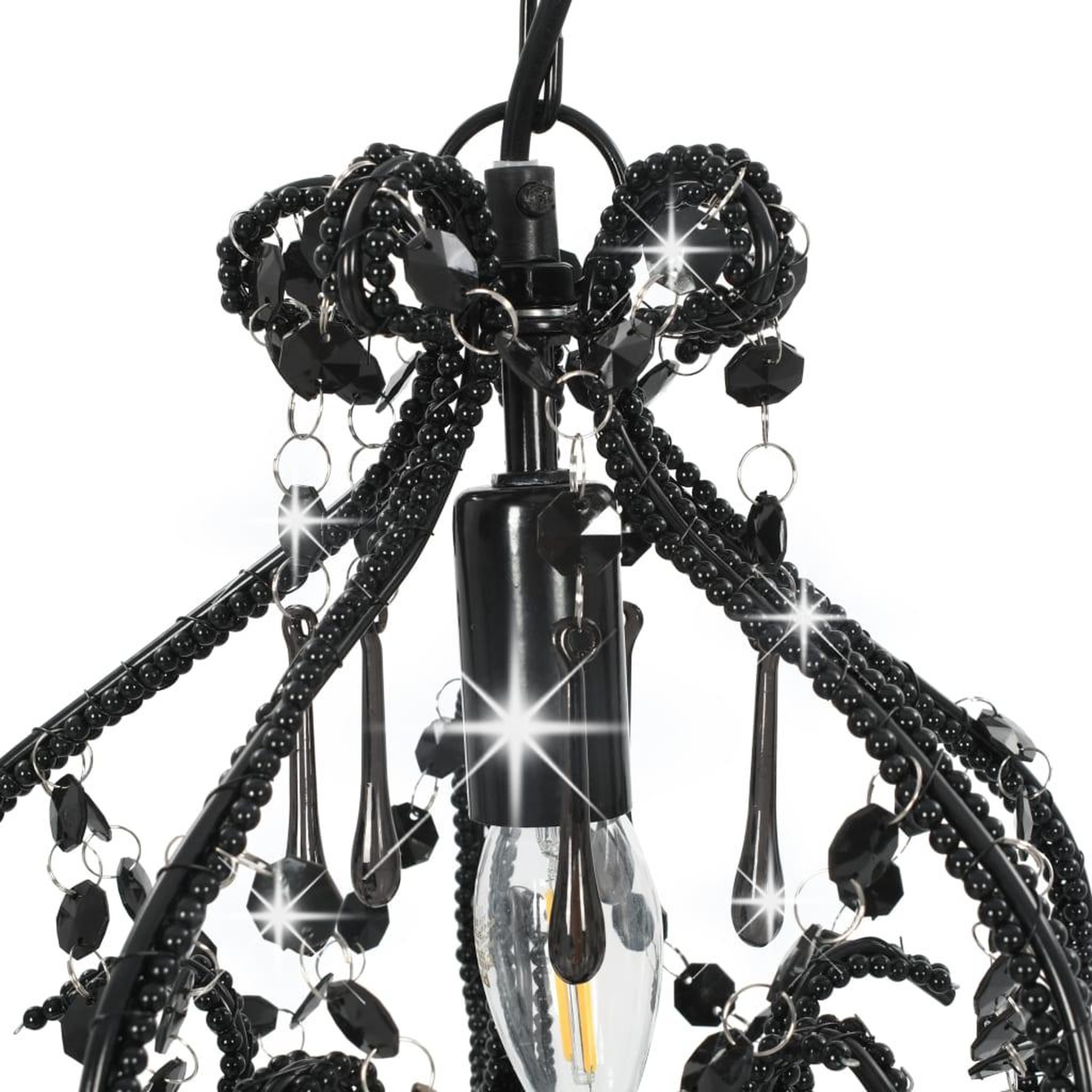 Voir la diapositive 5 : VIDAXL Plafonnier avec perles Noir Rond E14