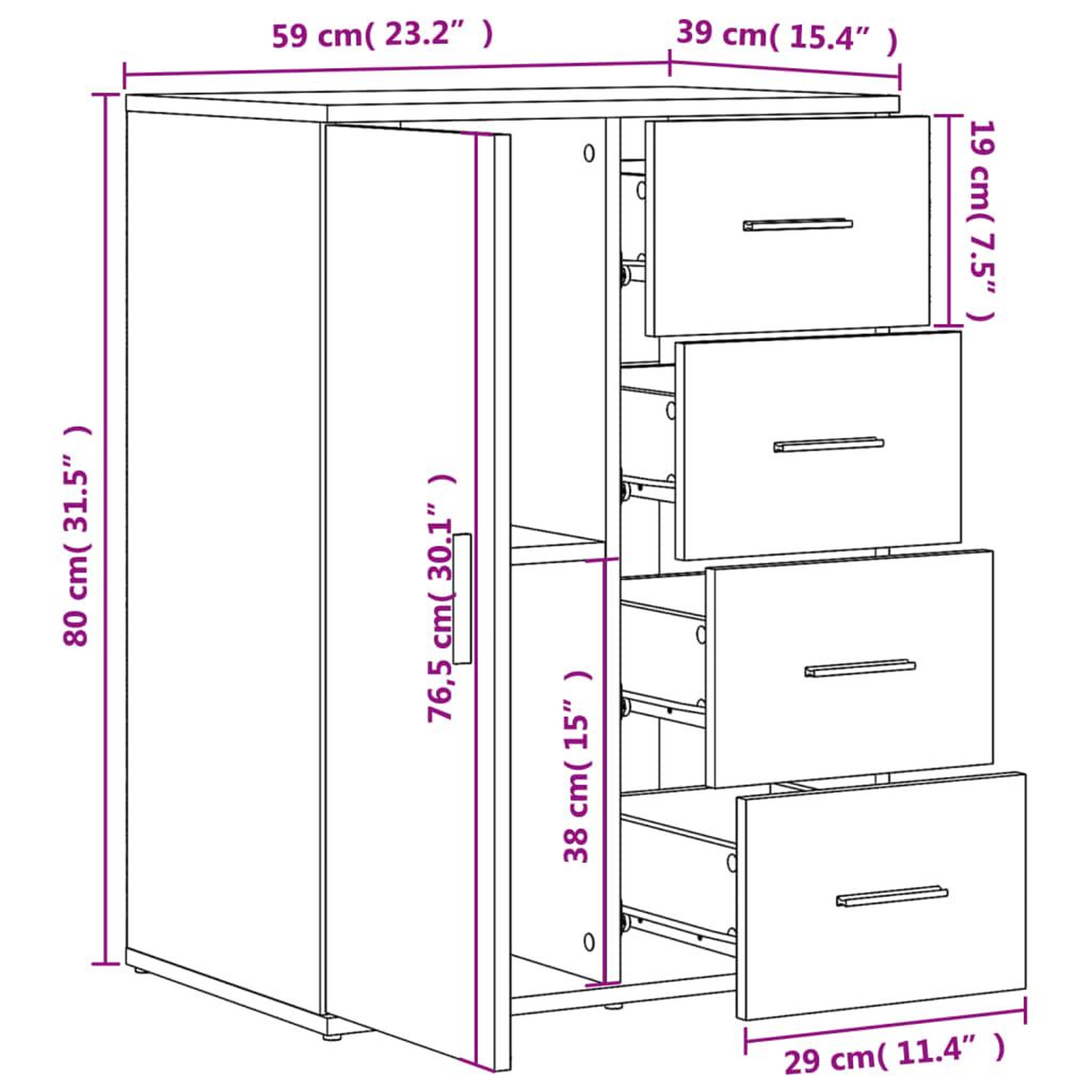 Voir la diapositive 6 : VIDAXL Buffets 2 pcs blanc 59x39x80 cm bois d'ingenierie