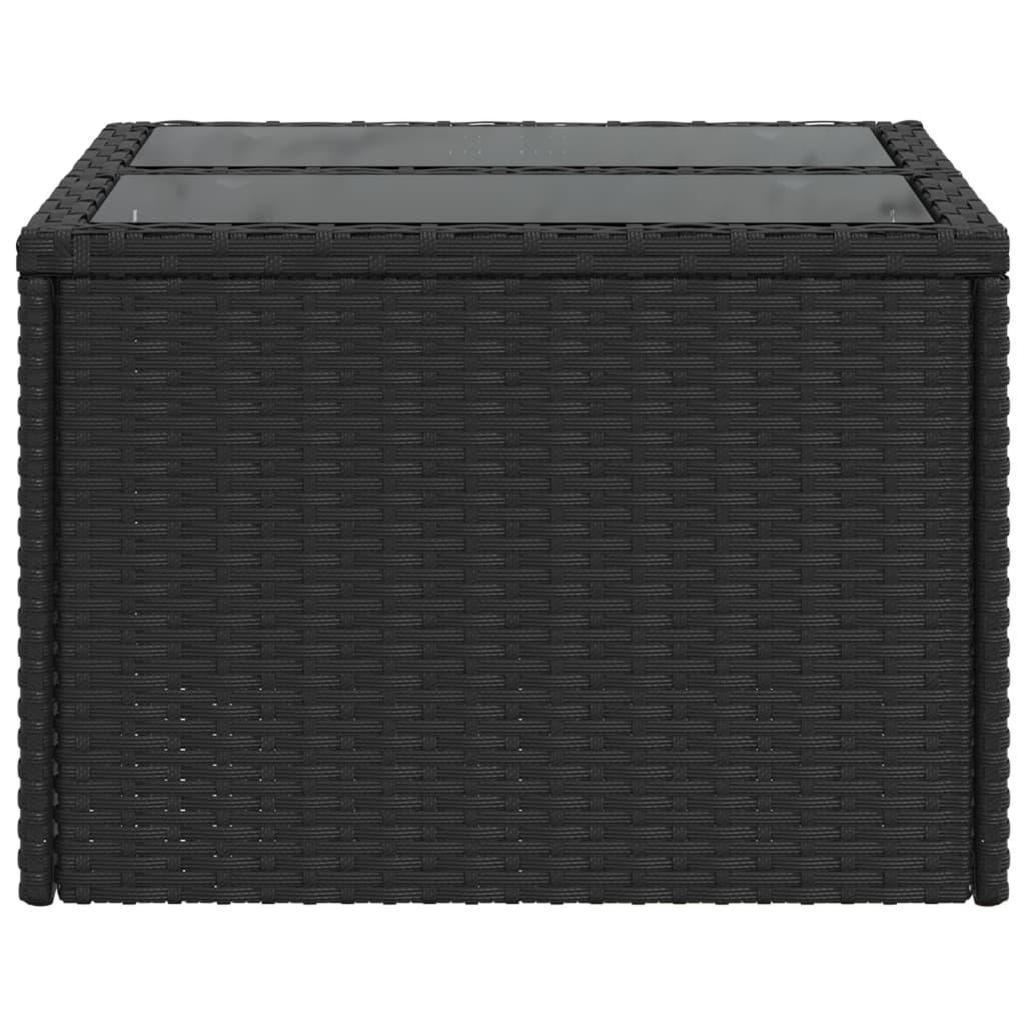 Voir la diapositive 5 : VIDAXL Table de jardin dessus en verre noir 55x55x37 cm resine tressee