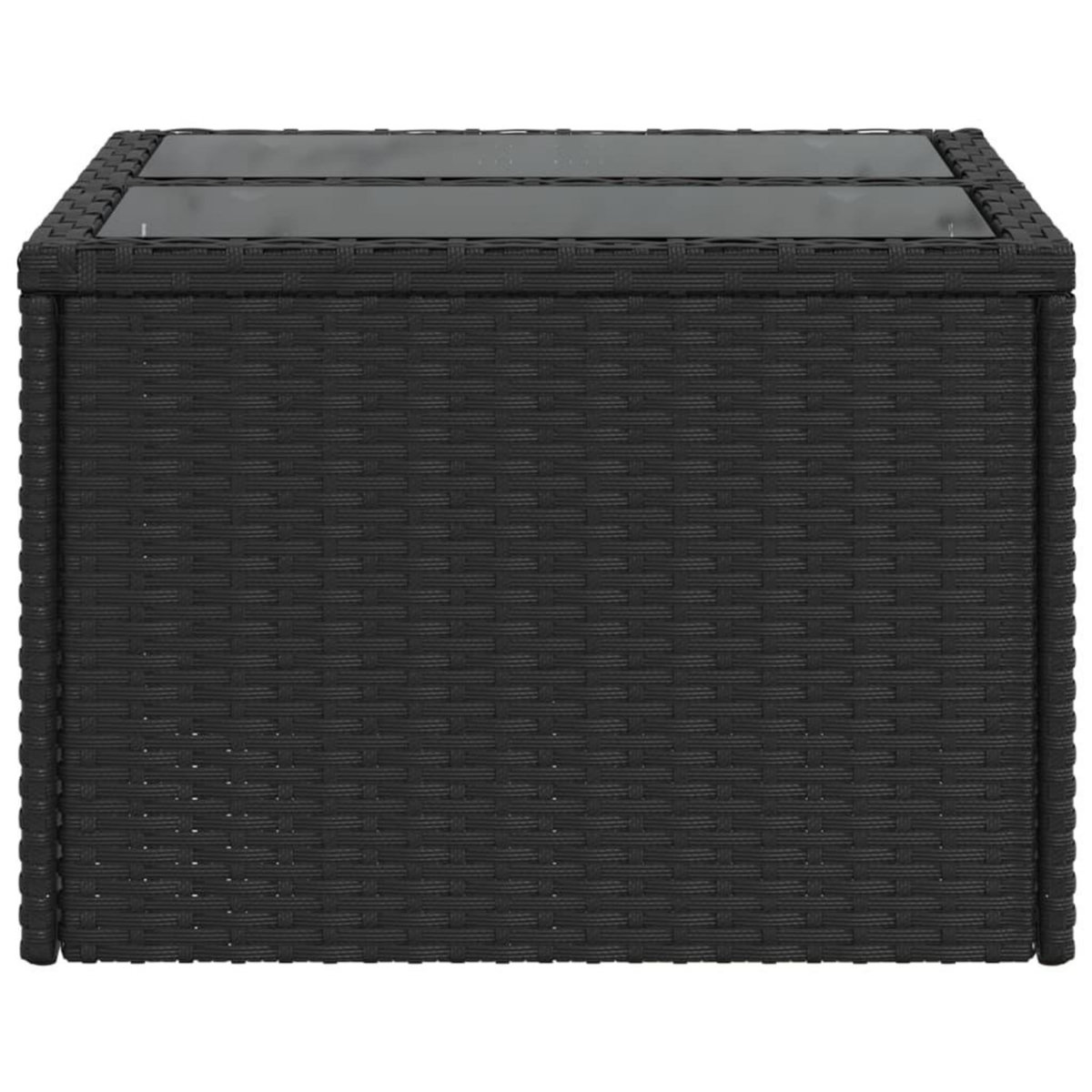VIDAXL Table de jardin dessus en verre noir 55x55x37 cm resine tressee