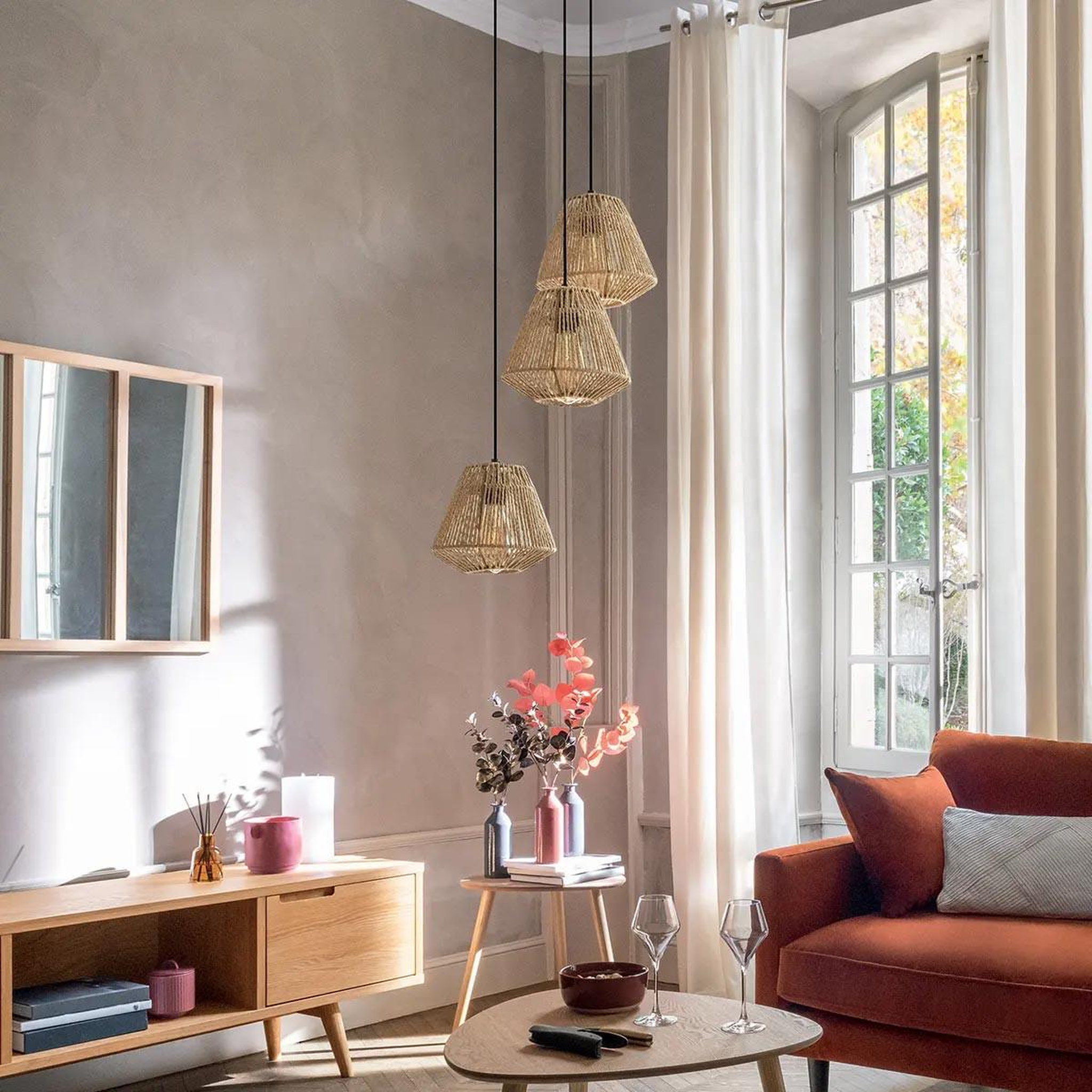 Voir la diapositive 5 : ATMOSPHERA 3 suspensions en corde jily - beige