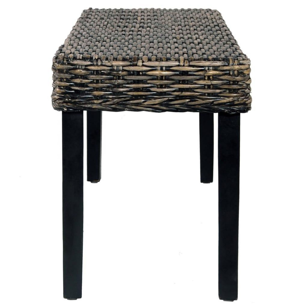 VIDAXL Banc 110 cm Noir Rotin naturel kubu et bois de manguier massif