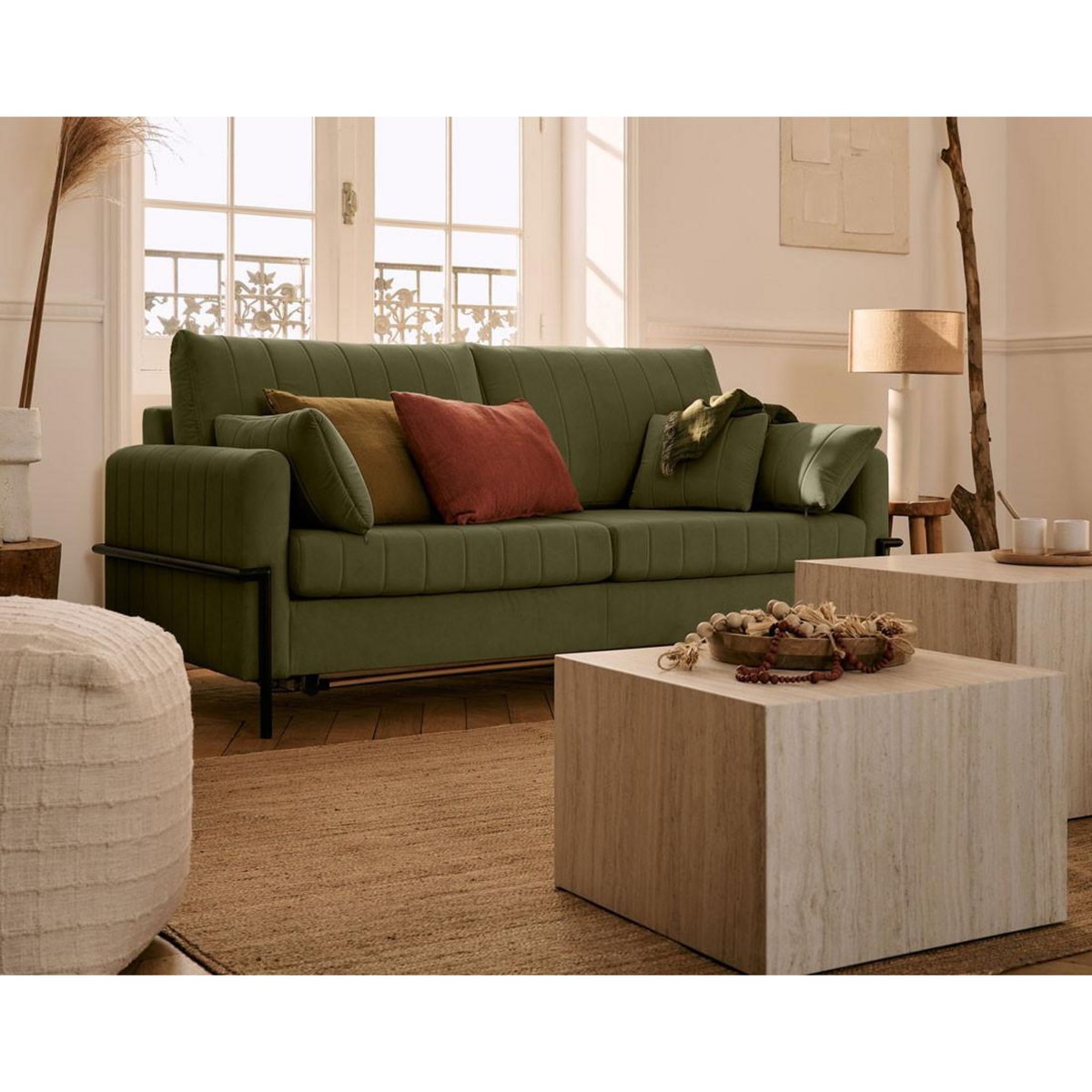 LISA DESIGN Ercolano - canapé 3 places convertible - couchage quotidien - matelas 11 cm - en velours