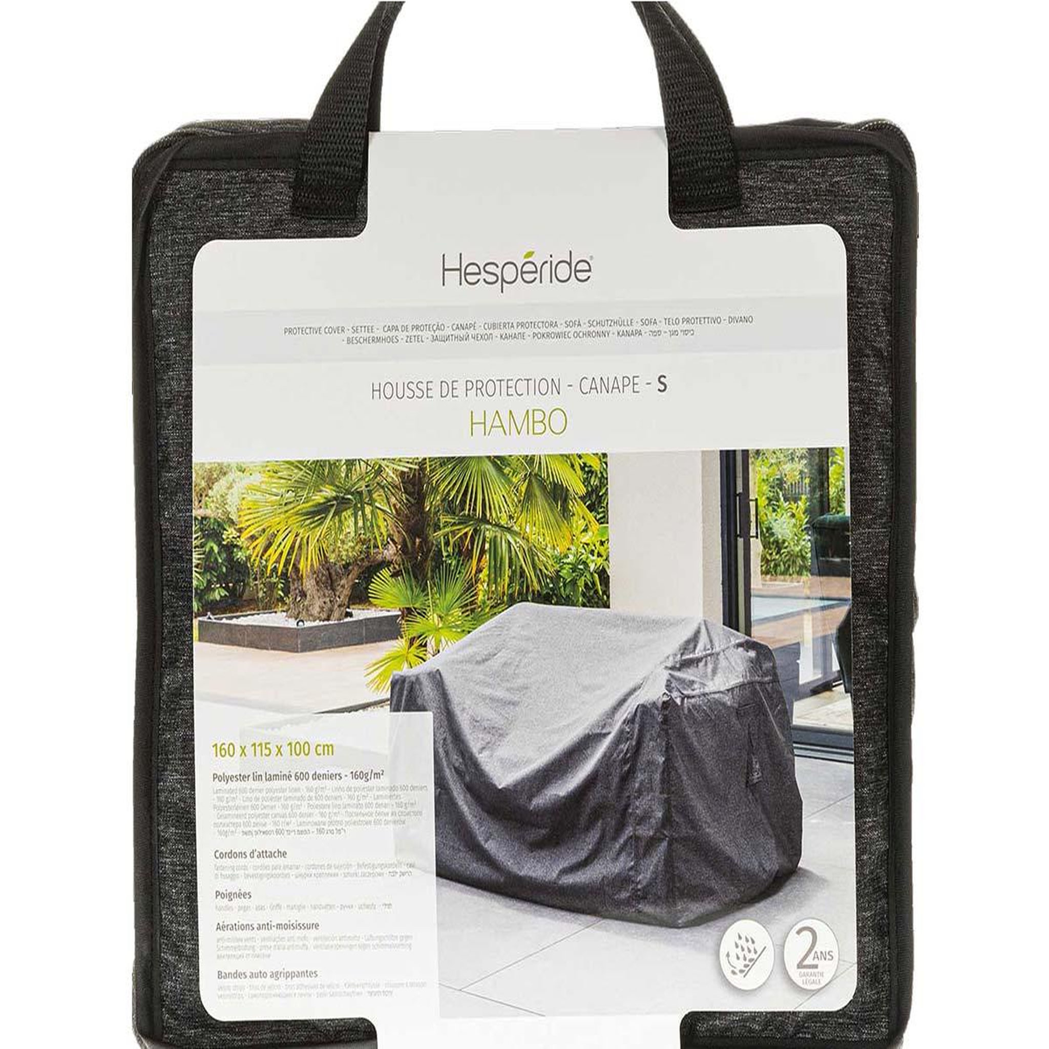 Voir la diapositive 2 : HESPERIDE Housse pour canapé Hambo S gris - 160 x 115 x 100 cm - Hespéride