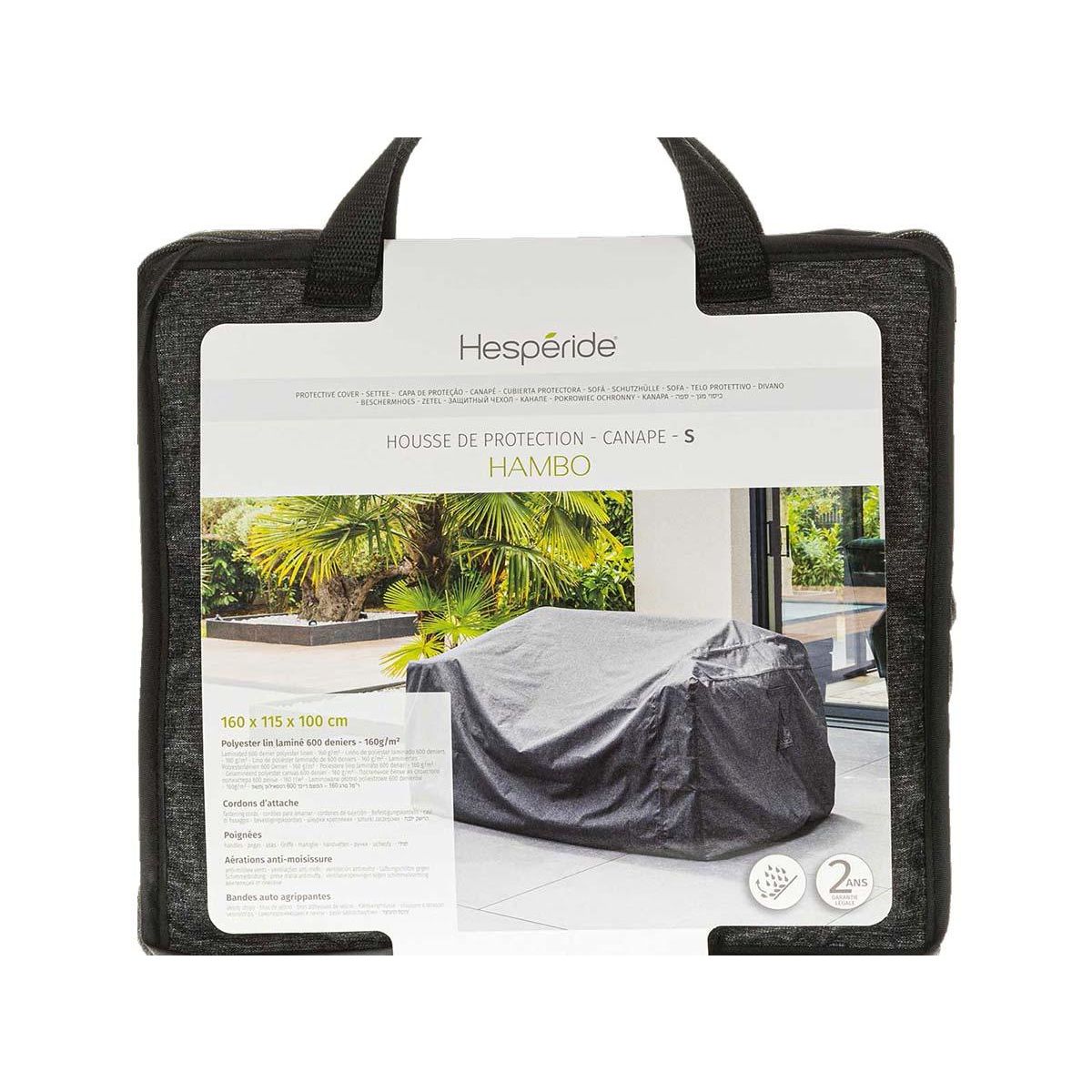 HESPERIDE Housse pour canapé Hambo S gris - 160 x 115 x 100 cm - Hespéride