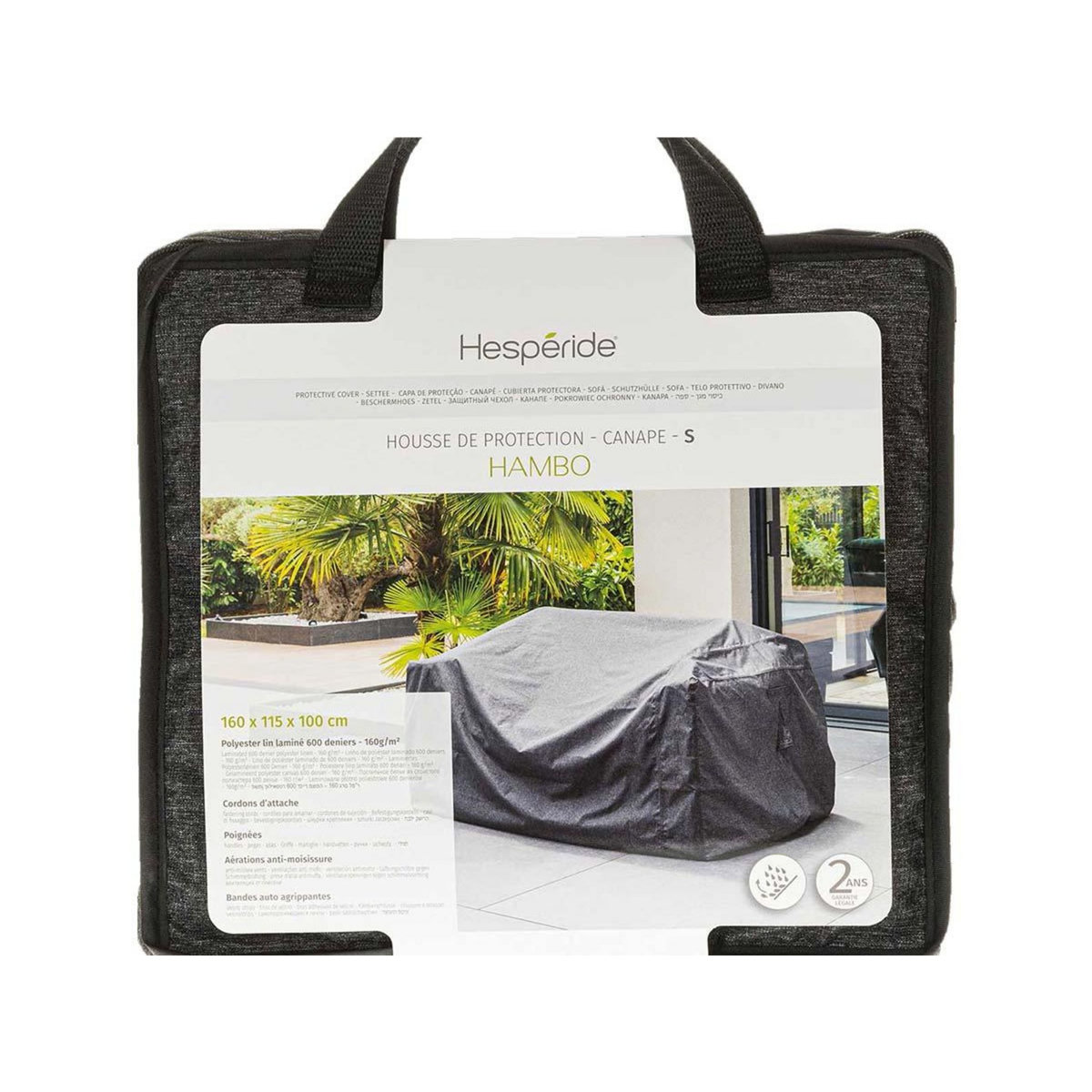 HESPERIDE Housse pour canapé Hambo S gris - 160 x 115 x 100 cm - Hespéride