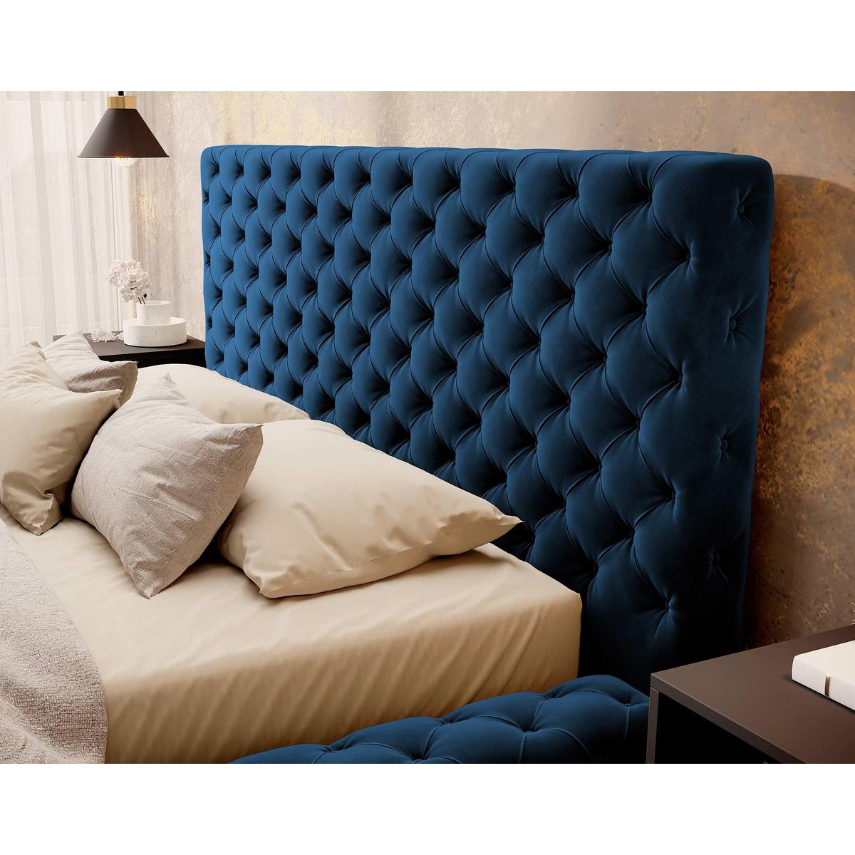 BEST MOBILIER Christiana - lit coffre - 160x200 - sommier inclus - en velours