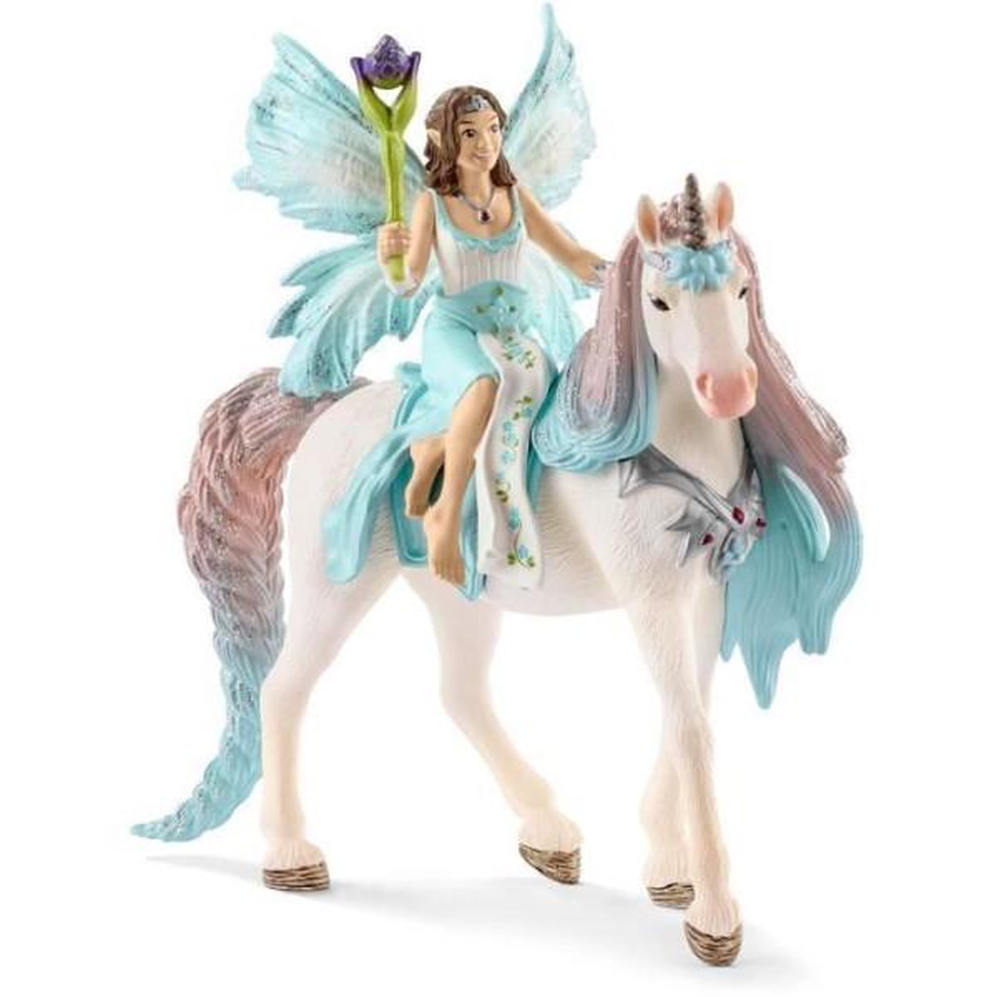 Voir la diapositive 2 : Schleich Coffret de Figurines Fée Eyela avec Jouet Licorne de Princesse - Princesse Volante avec Figurine Licorne et Baguette Magique -