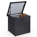 ID MARKET Coffre de rangement métal verrouillable gris anthracite pour jardin 200L 68x62,5x63 cm