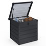 Voir la diapositive 1 : ID MARKET Coffre de rangement métal verrouillable gris anthracite pour jardin 200L 68x62,5x63 cm