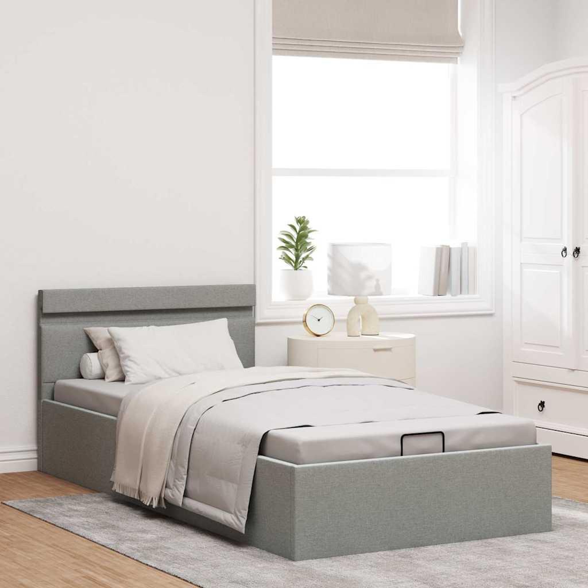 Voir la diapositive 4 : VIDAXL Cadre de lit a rangement hydraulique sans matelas 100x200 cm