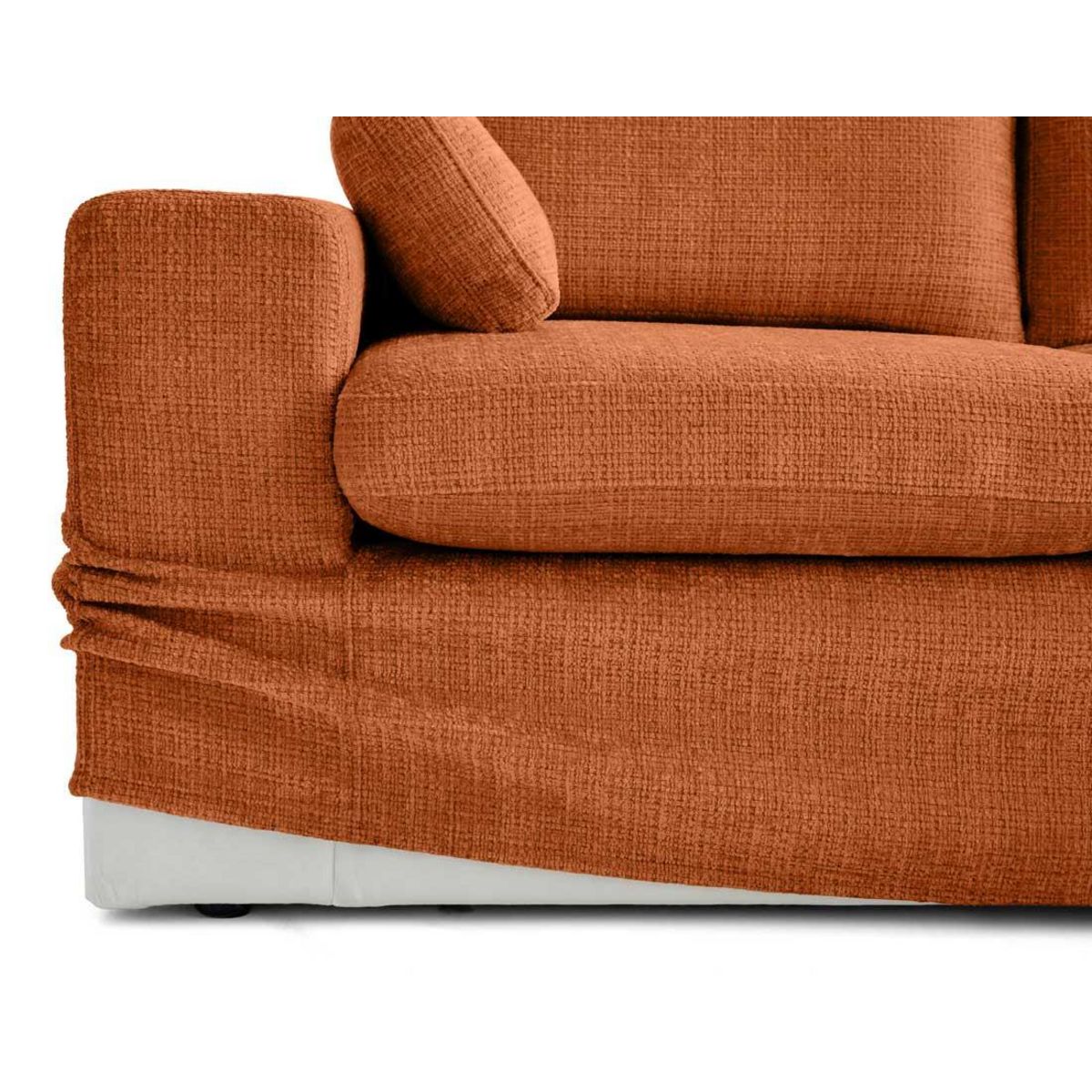 LISA DESIGN Calgary - canapé d'angle déhoussable et modulable 3 places + 1 pouf en velours texturé