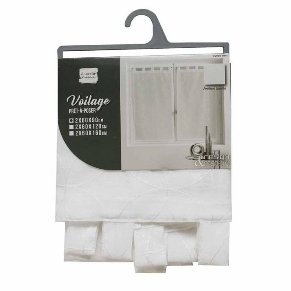 Paris Prix Paire de Voilages  Olympia  60x90cm Blanc