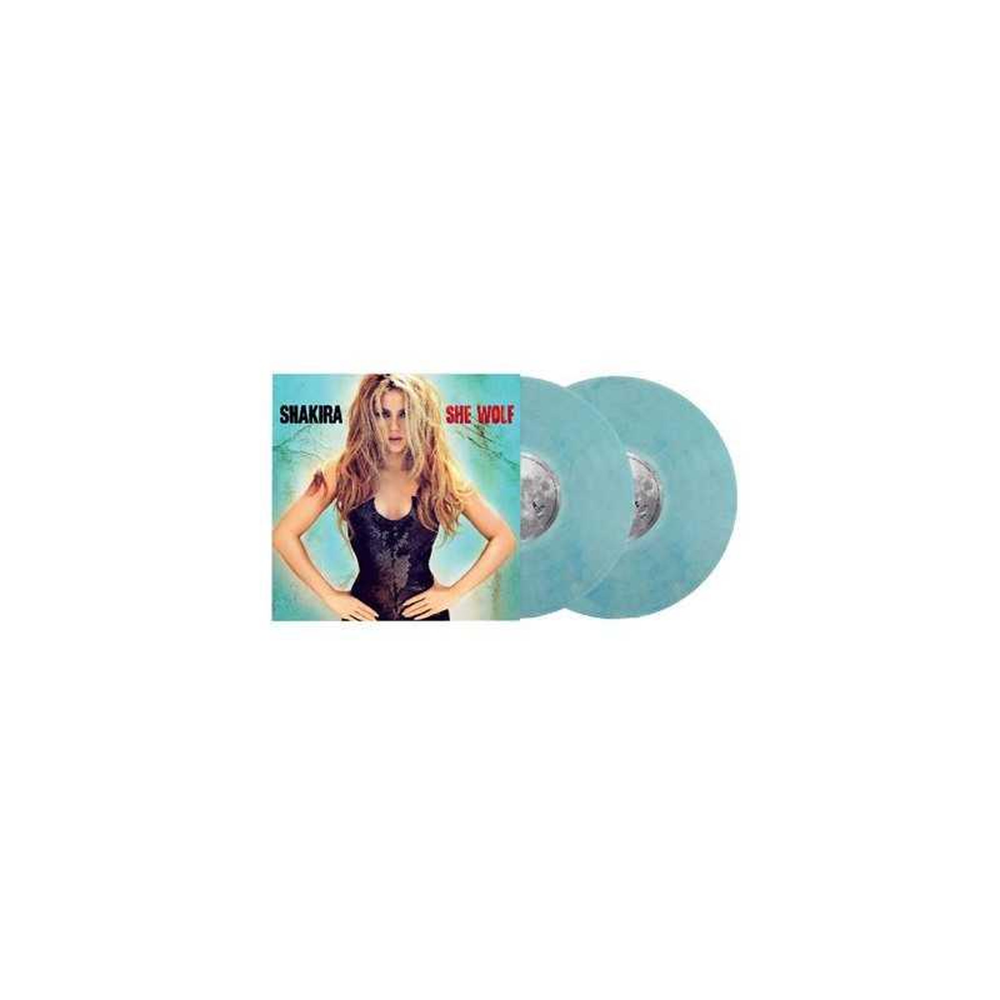 Vinyle she wolf de shakira, édition bleu clair translucide, 2 disques