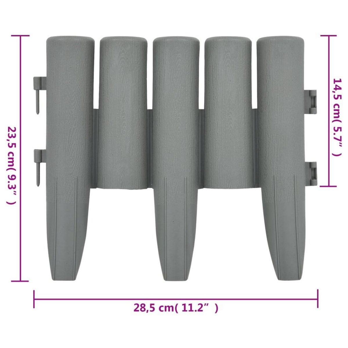 VIDAXL Bordures de pelouse 36 pcs Gris 10 m PP