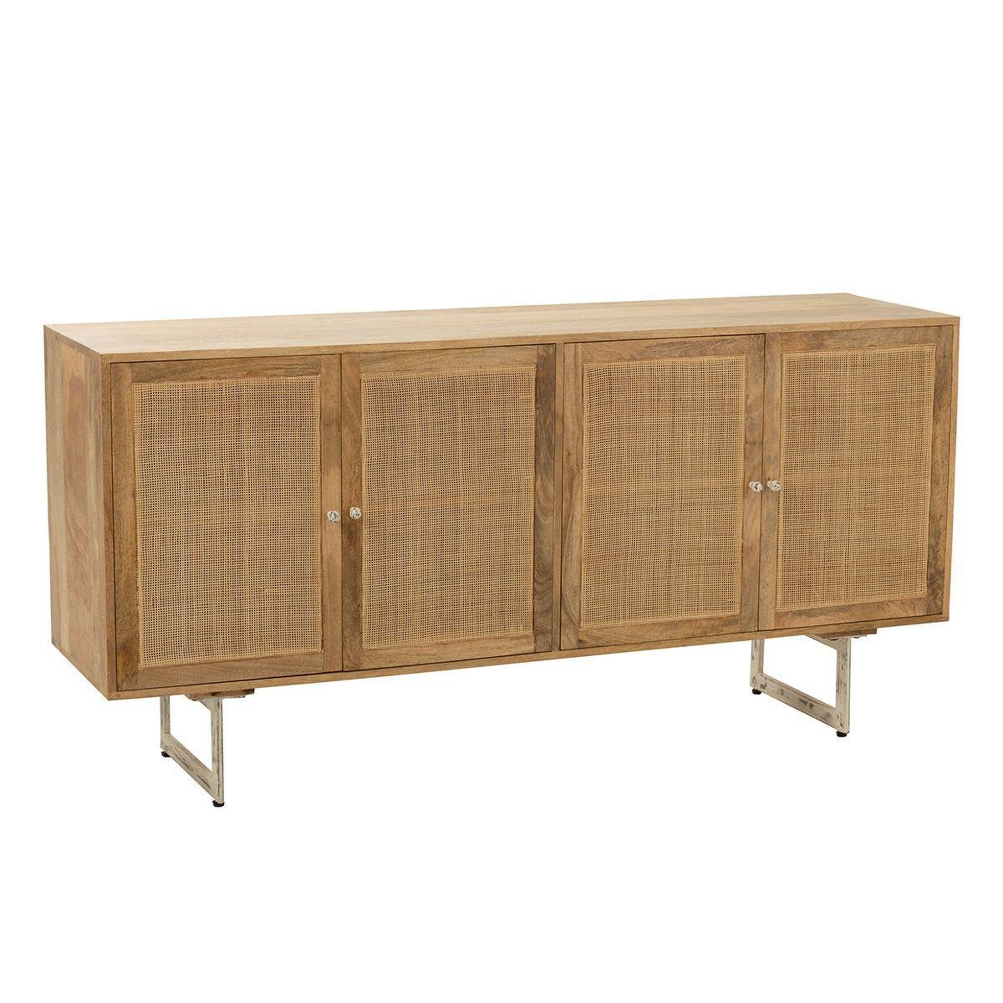 J-LINE Buffet en Bois 4 Portes  Weaving  170cm Naturel