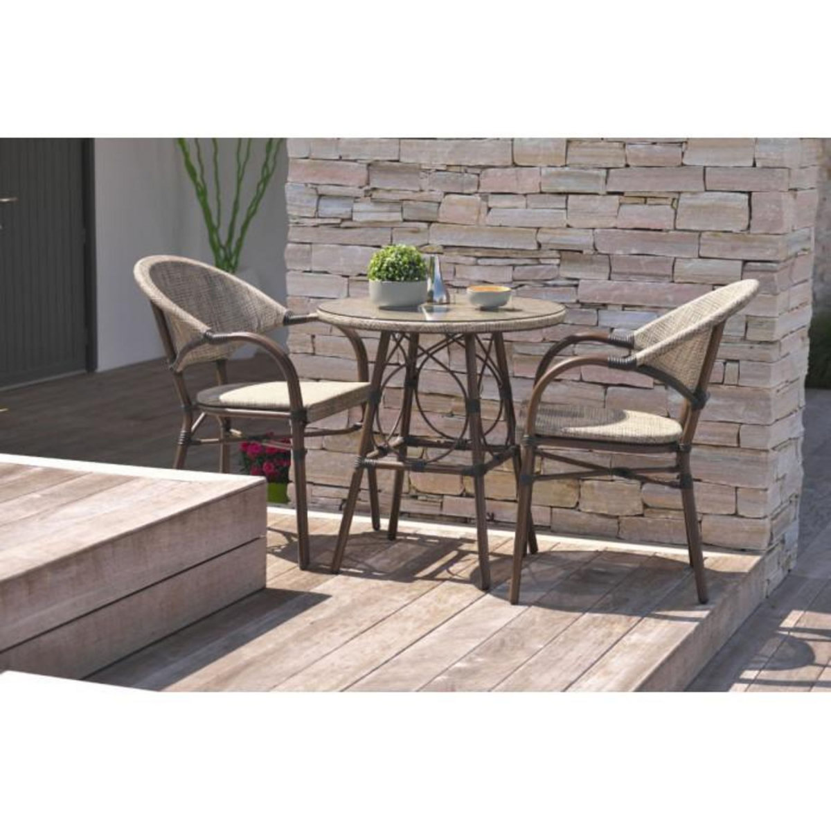 Paris Prix Lot de 2 Fauteuils de Jardin Empilables  Ushuaia  85cm Marron