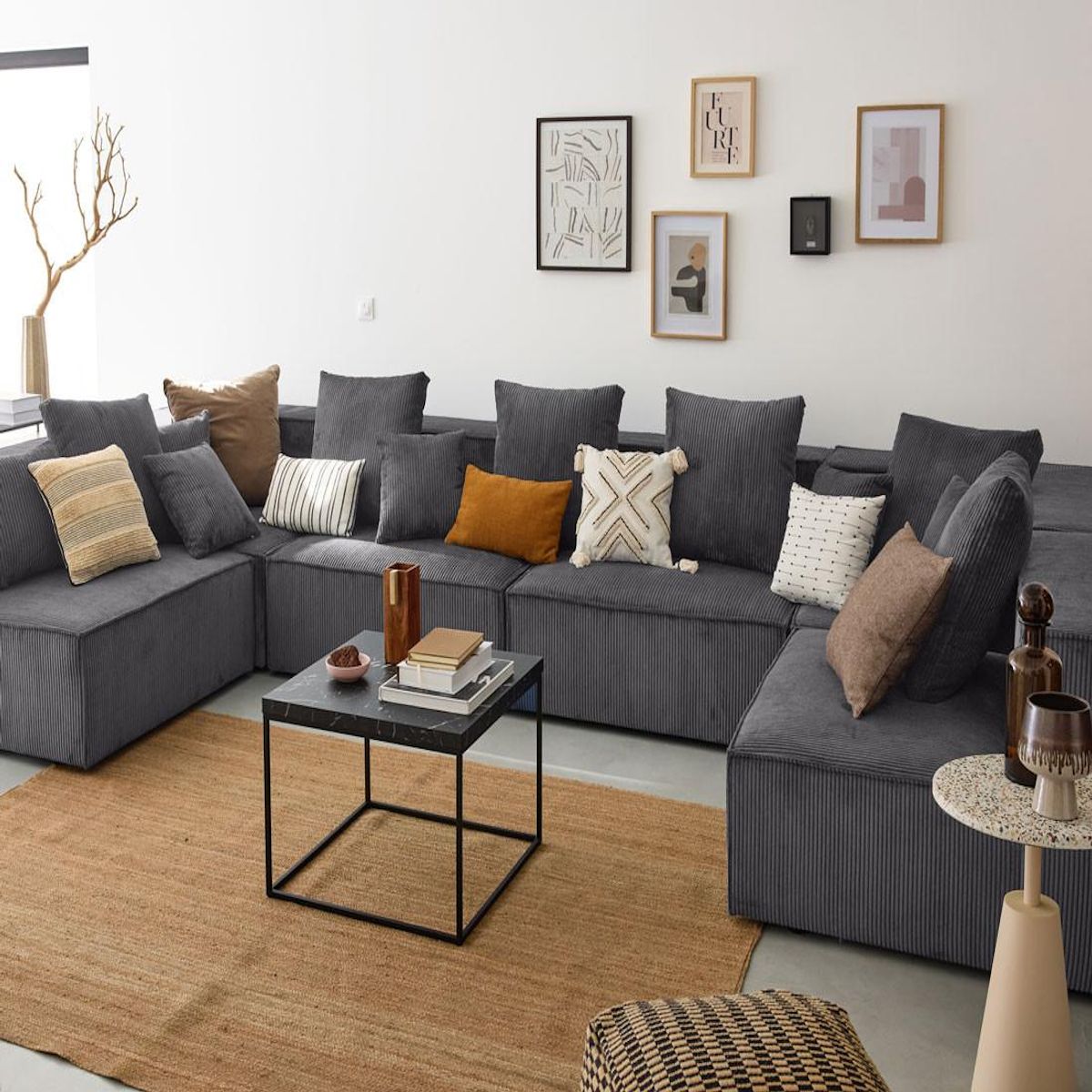 LISA DESIGN Colombine - canapé modulable panoramique - 7 places - en velours côtelé