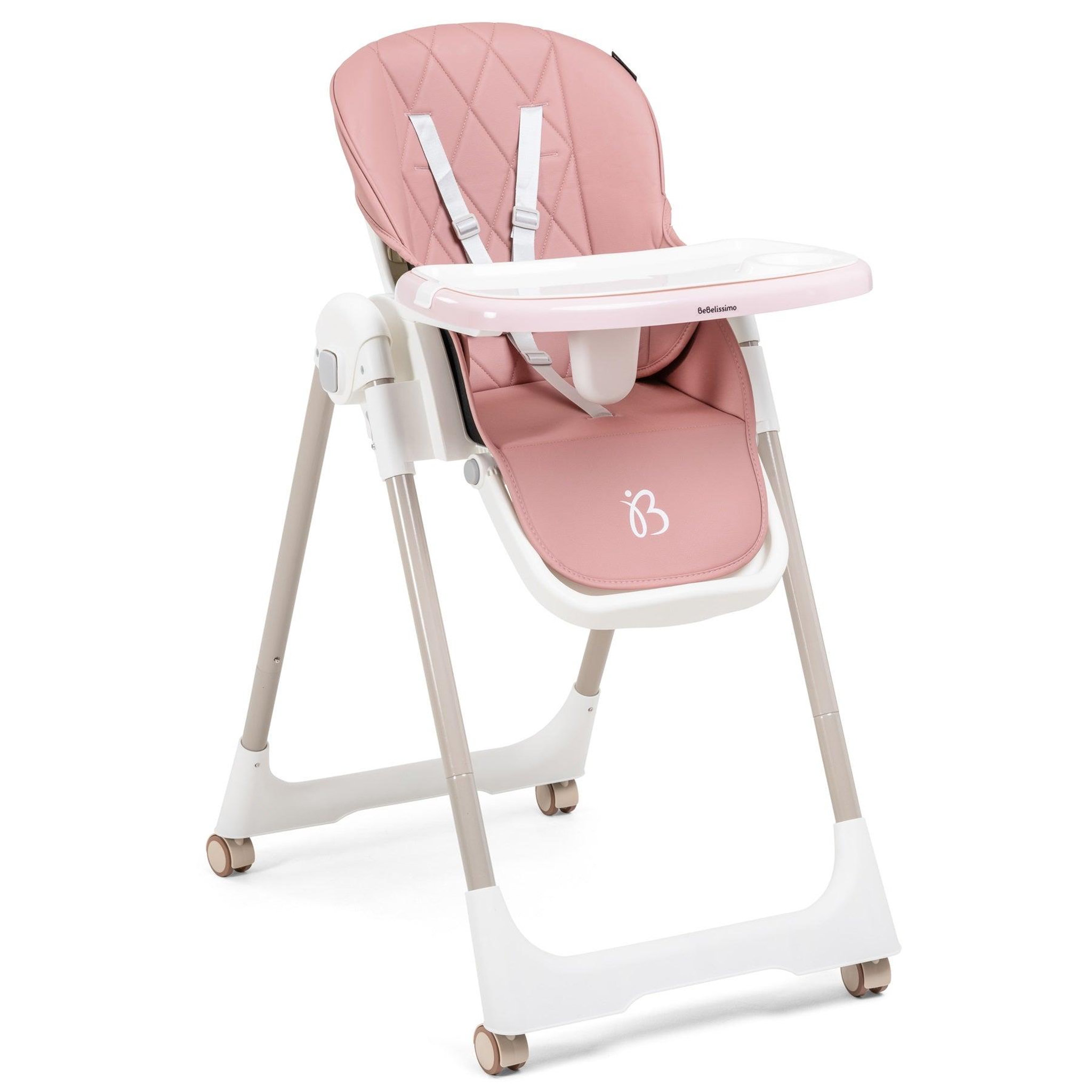 Voir la diapositive 2 : BEBELISSIMO Chaise haute évolutive bébé - Pliable - Compacte - Réglable hauteur - De 6 mois à 3 ans (15kg) - rose