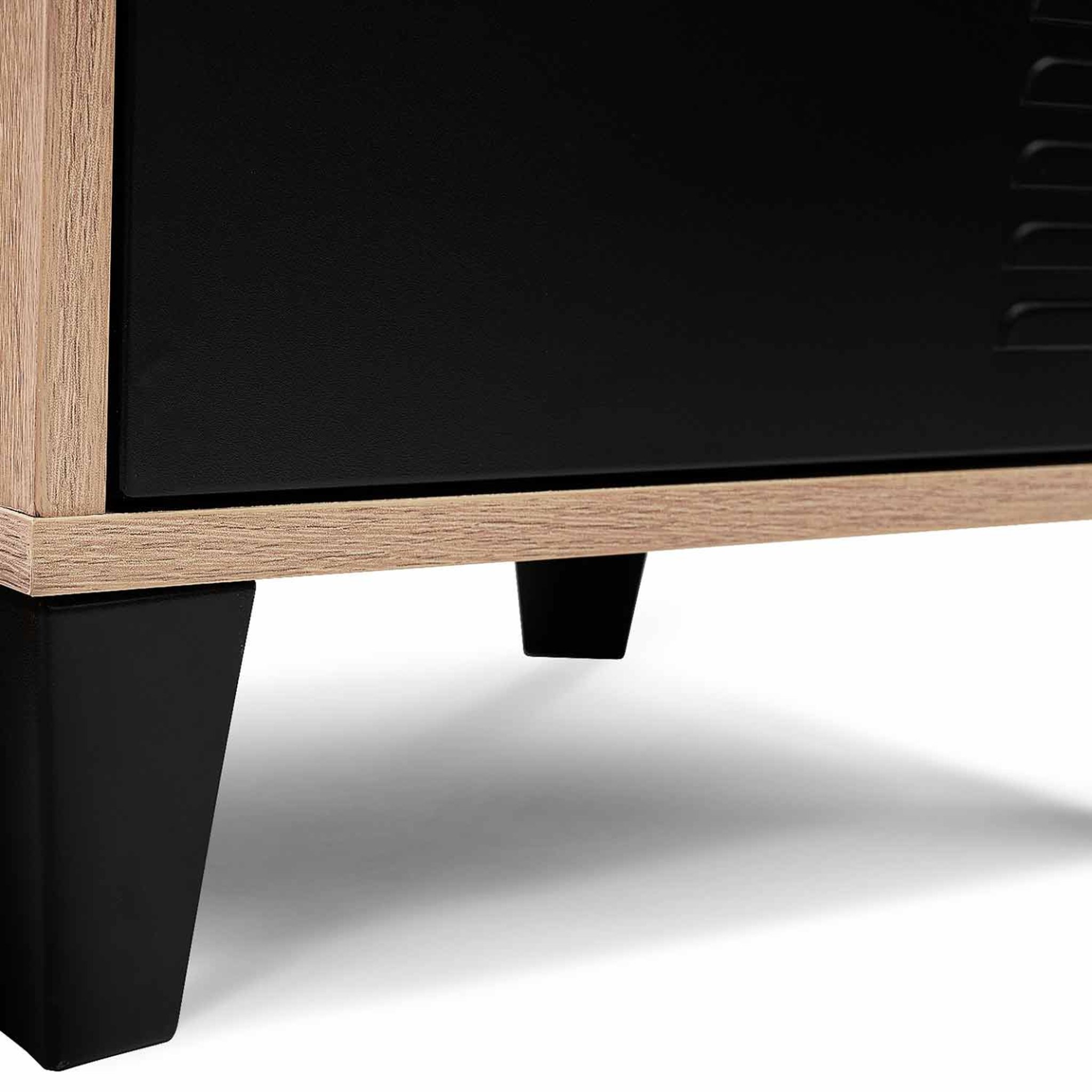 Voir la diapositive 6 : ID MARKET Table de chevet ester effet bois 1 porte métal noir design industriel