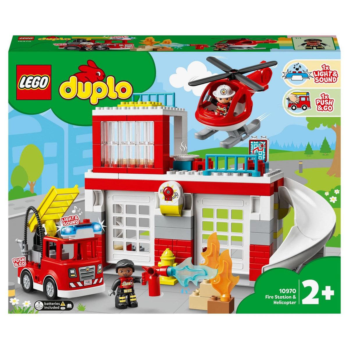 LEGO DUPLO 10970 La Caserne et l&rsquo;Hélicoptère des Pompiers, Jeu de Construction Enfants