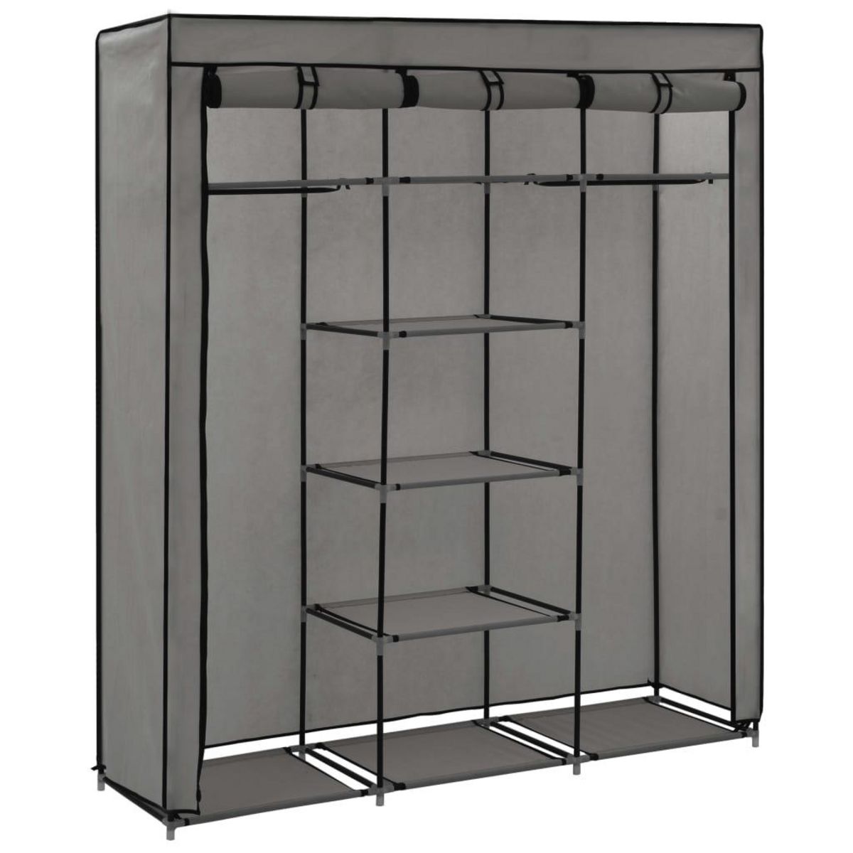 VIDAXL Armoire avec compartiments et barres Gris 150x45x175 cm Tissu
