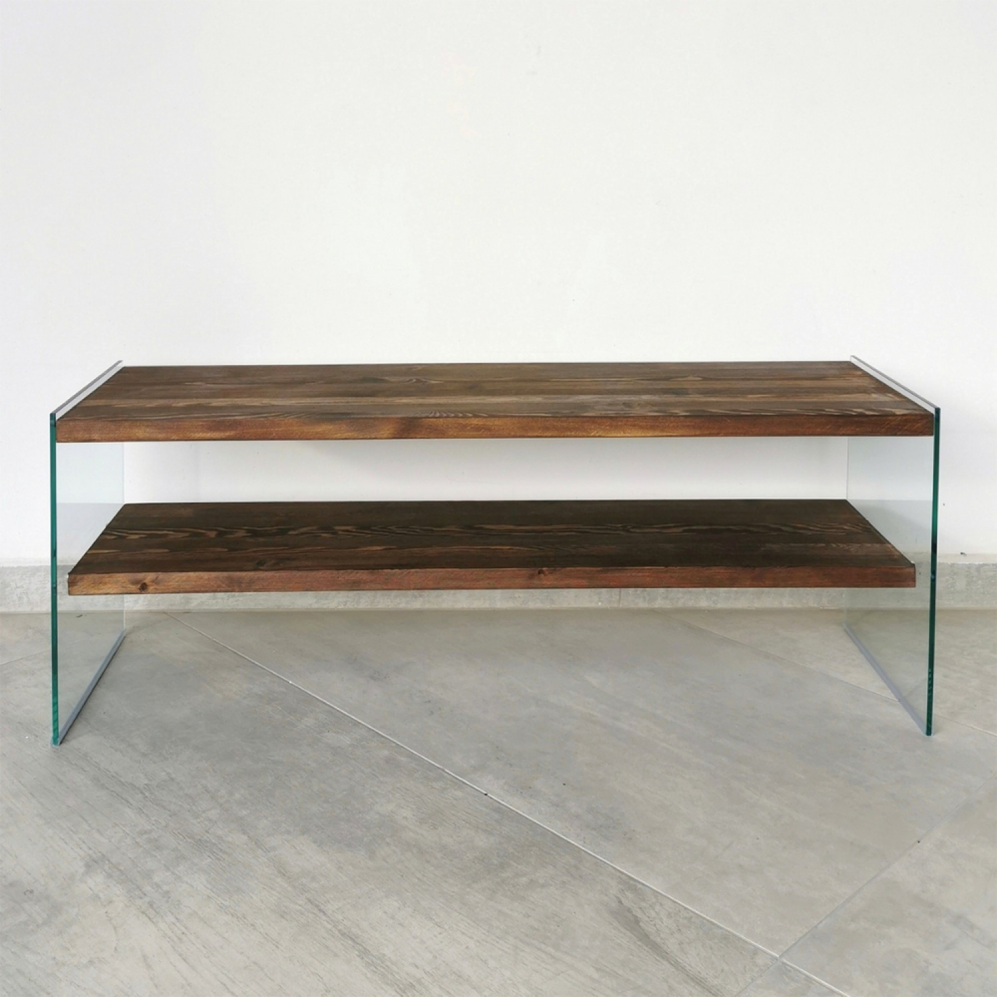 Voir la diapositive 5 : CONCEPT USINE Meuble tv contemporain verre et bois 120 cm joy