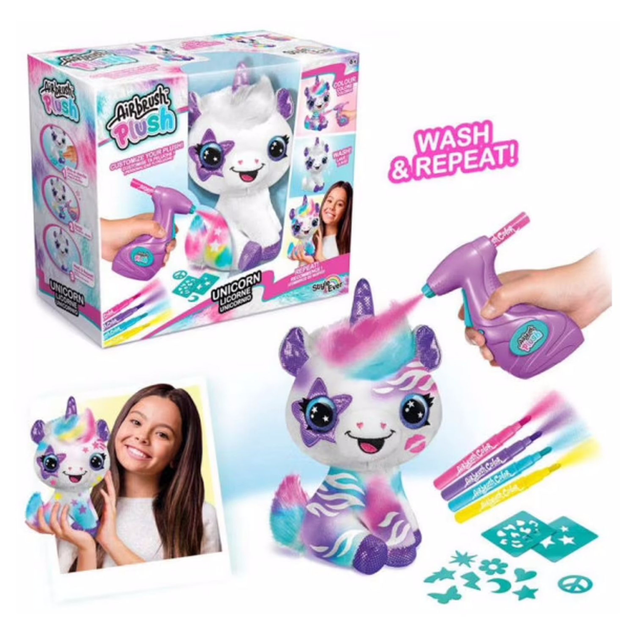 Voir la diapositive 3 : CANAL TOYS AIRBRUSH Une peluche licorne à customiser