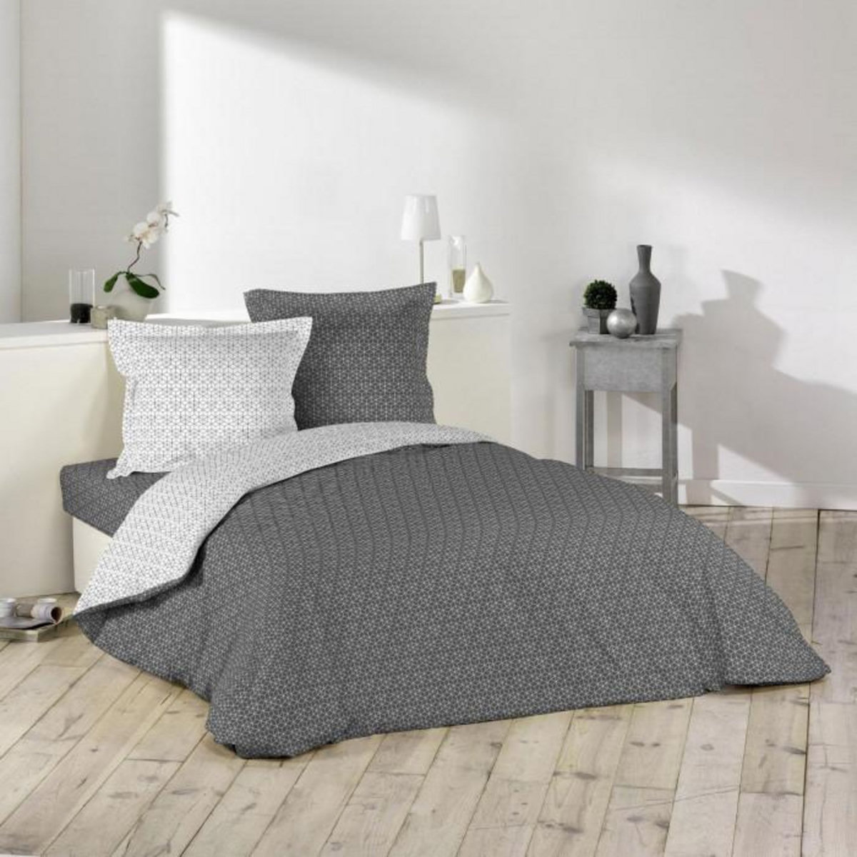 Paris Prix Housse de Couette  Optic  240x220cm Anthracite