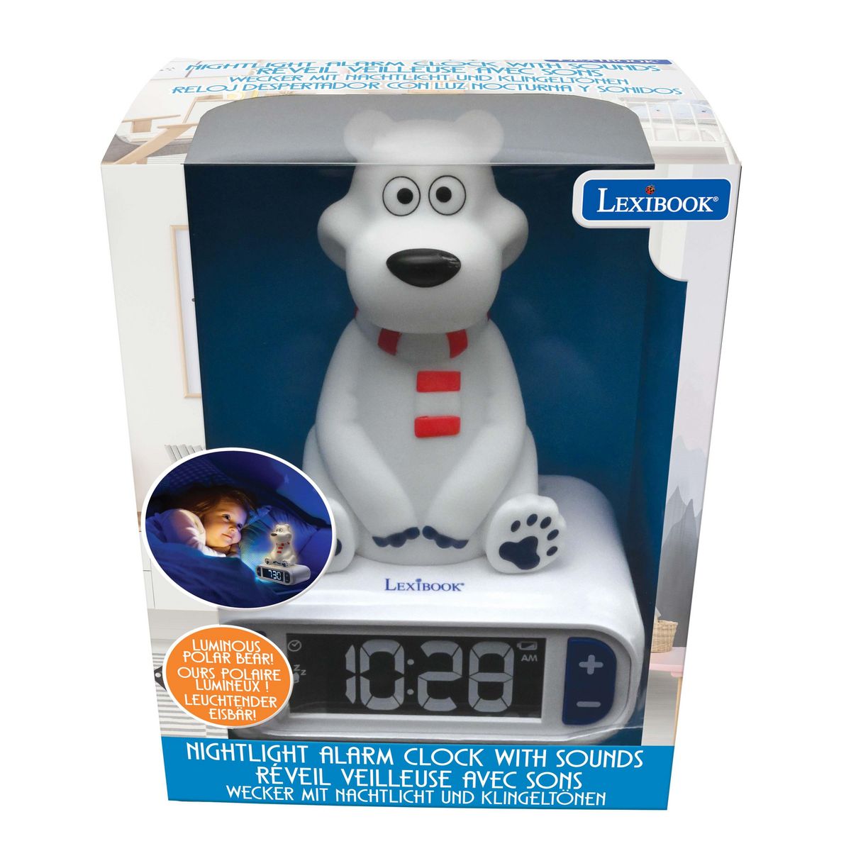 Lexibook Réveil avec veilleuse Ours Polaire en 3D