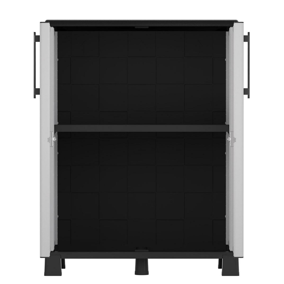 INTEC Armoire de rangement Gris 68 x 37 x 90cm Meuble de rangement Intérieur Exterieur 2 portes 2 Etagères Charnière acier INTEC