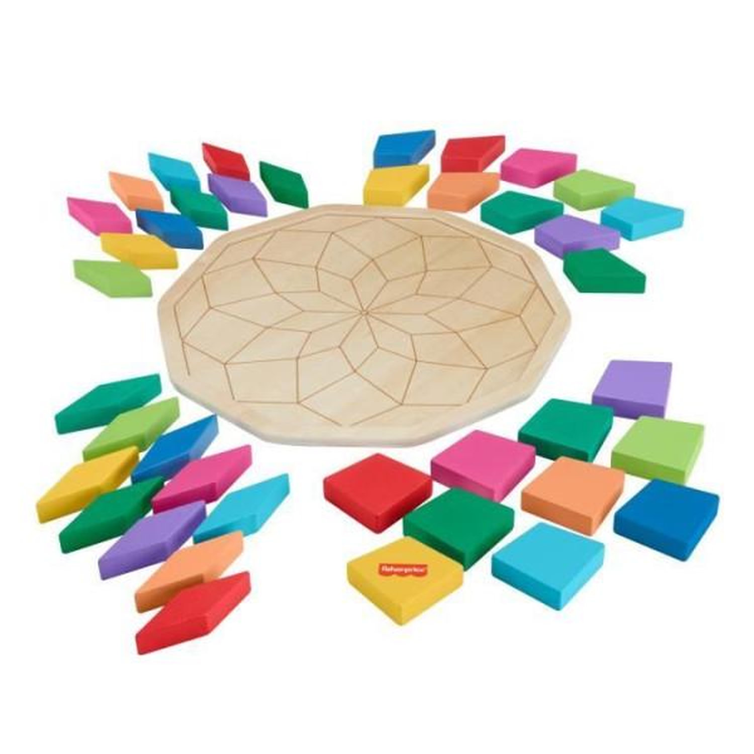 Fisher-Price-Puzzle Mandala en Bois-Puzzle 40 pieces motif géométrique HXT94