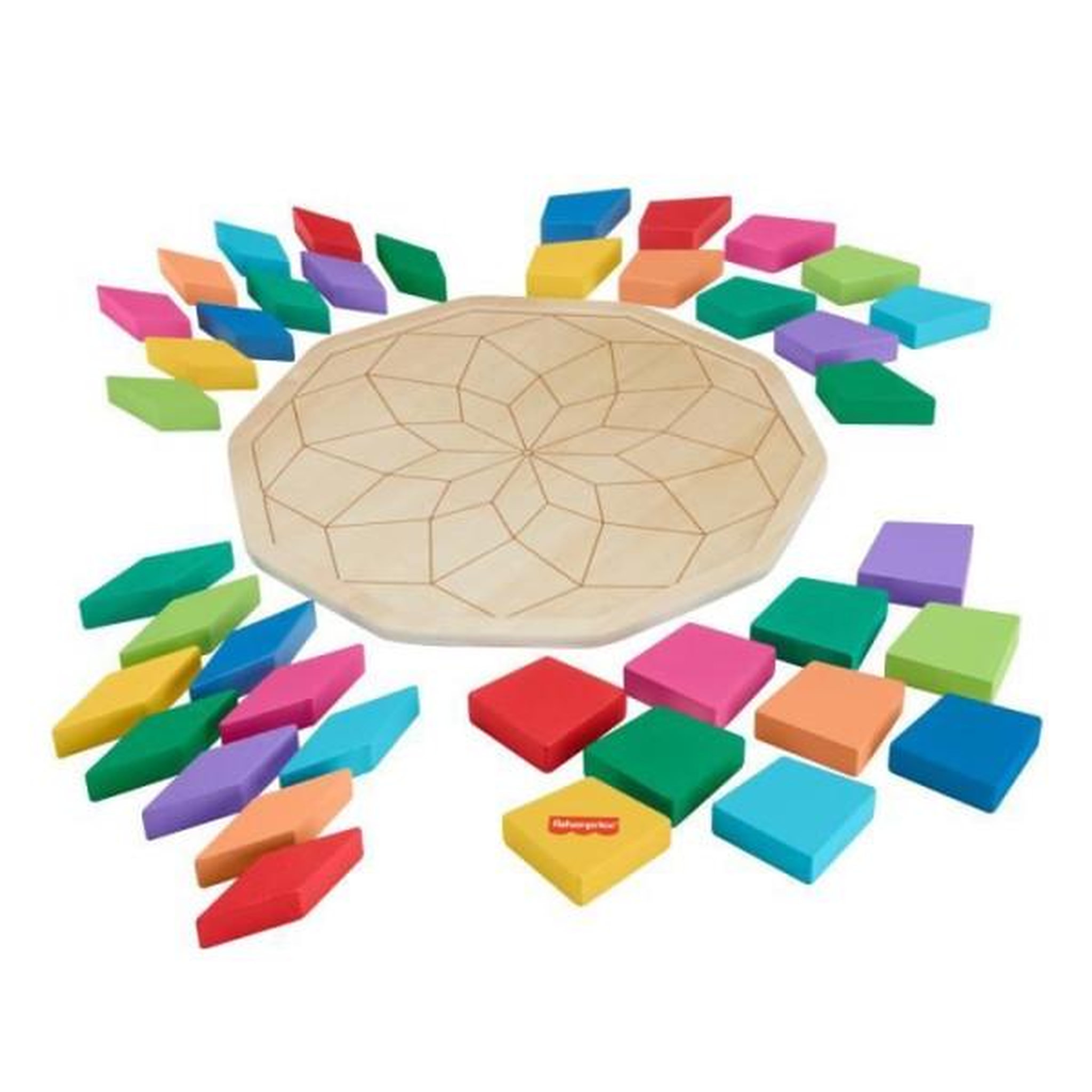 FISHER PRICE Fisher-price-puzzle mandala en bois-puzzle 40 pieces motif géométrique hxt94