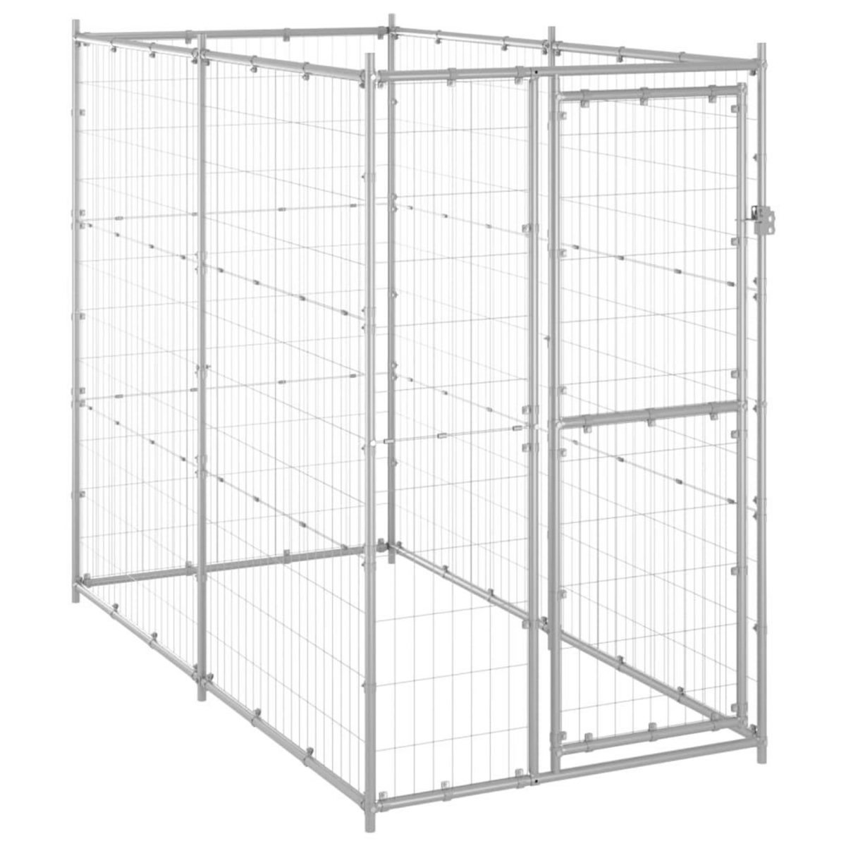 VIDAXL Chenil exterieur pour chiens Acier galvanise 110x220x180 cm