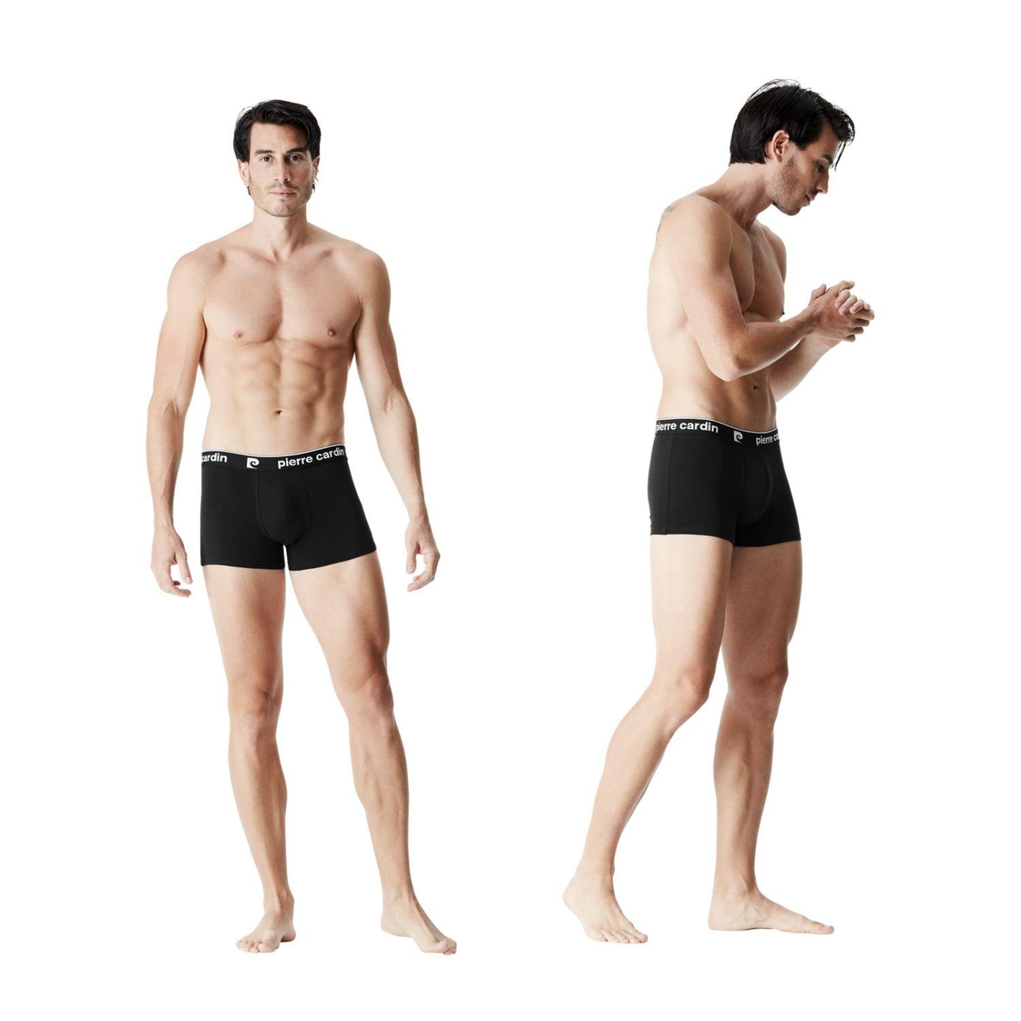 Voir la diapositive 3 : PIERRE CARDIN Lot de 4 boxers homme en coton Basic