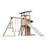 Axi House Portique Malik 2 balançoires + mur toboggan blanc