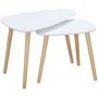 Voir la diapositive 1 : HOMCOM Lot de 2 tables basses gigognes design scandinave bicolore bois clair blanc pieds effilés bois de pin