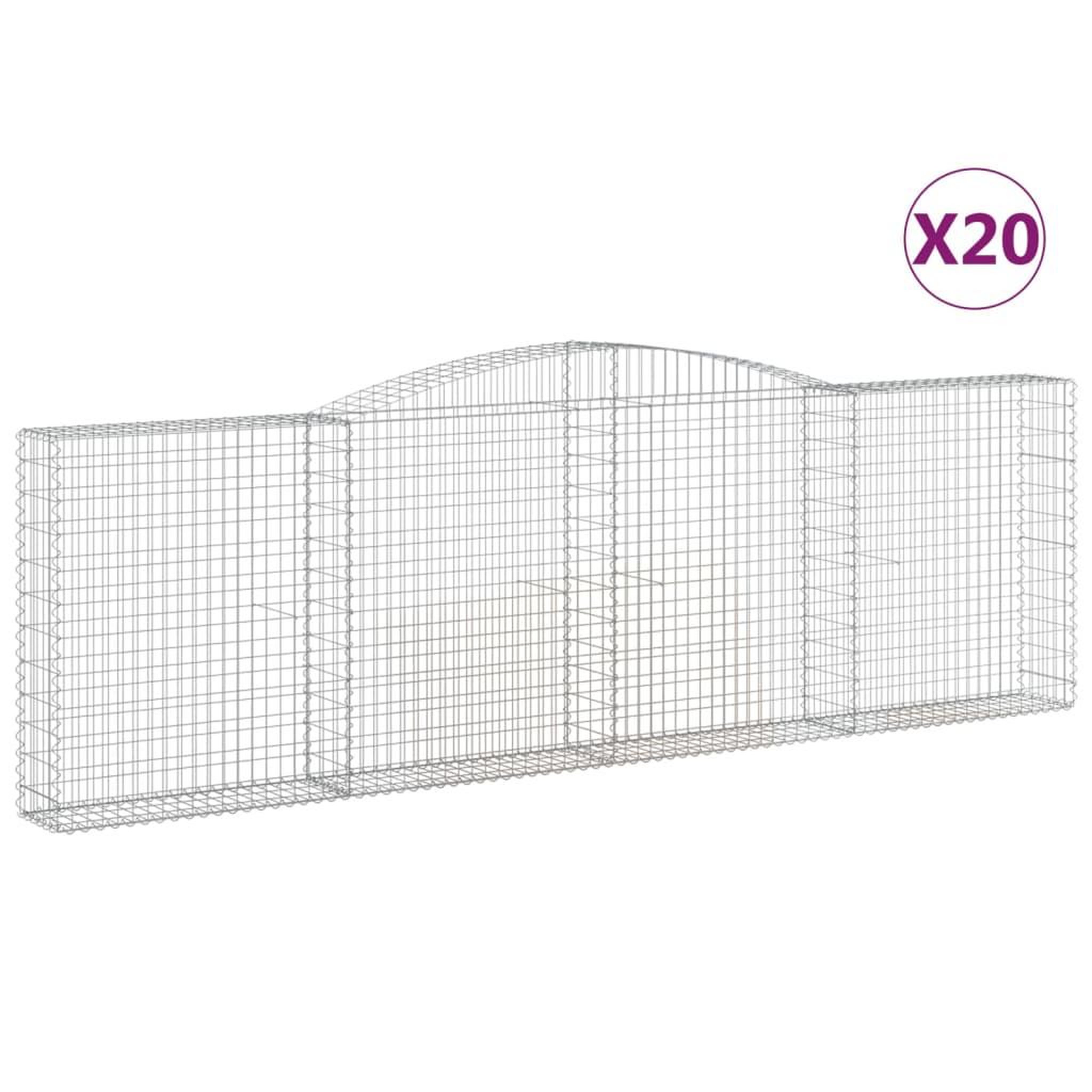 Voir la diapositive 2 : VIDAXL Paniers a gabions arques 20 pcs 400x30x120/140 cm Fer galvanise