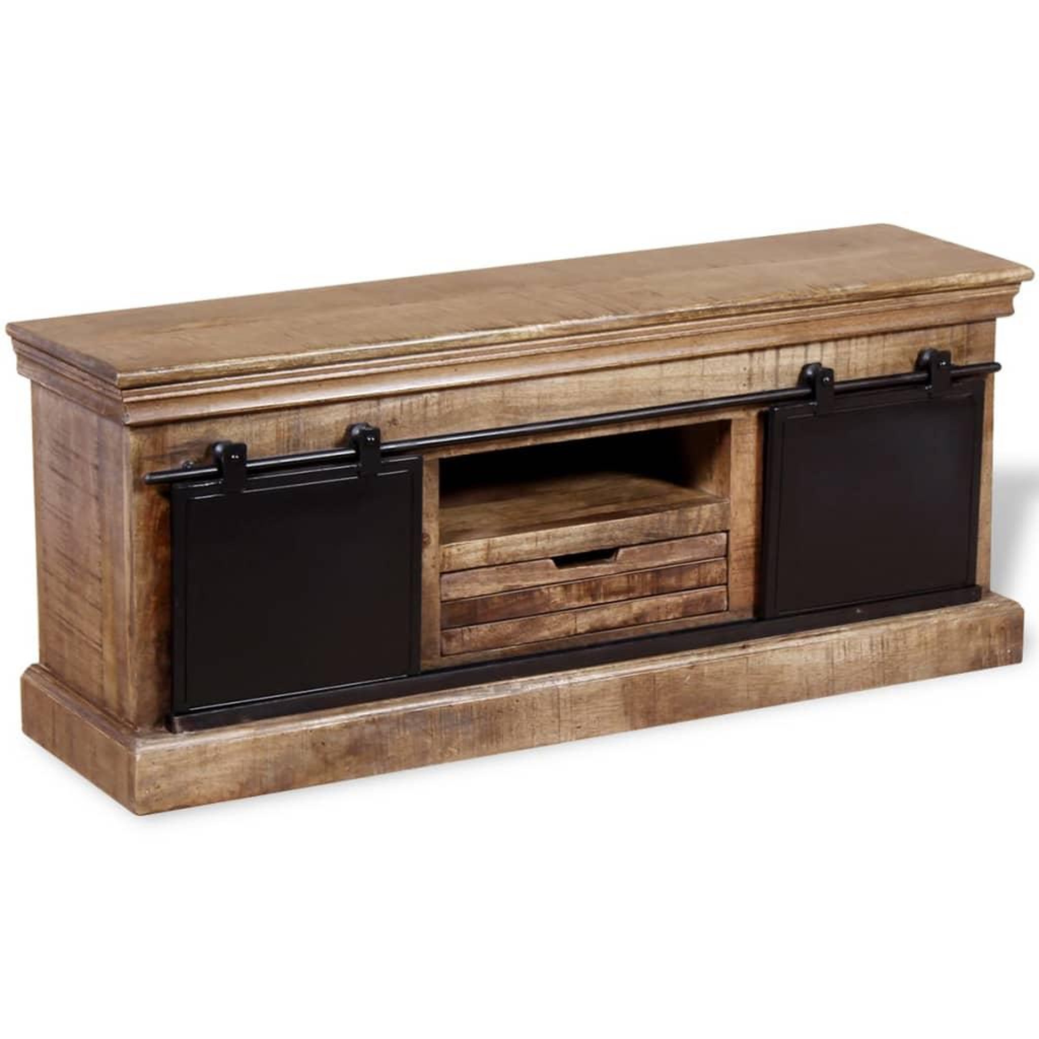 Voir la diapositive 2 : VIDAXL Meuble TV avec 2 portes coulissantes Bois de manguier massif