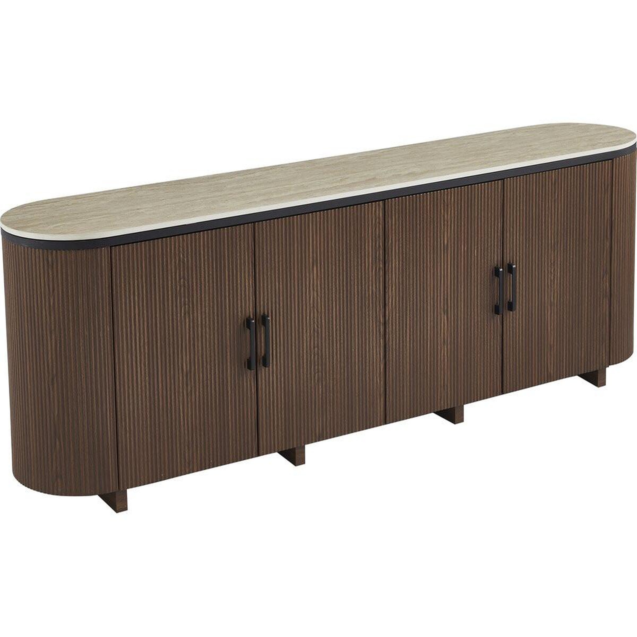 Habitat et Jardin Meuble tv ovale en bois et céramique  portofino  - 200 x 40 x 55 cm - marron
