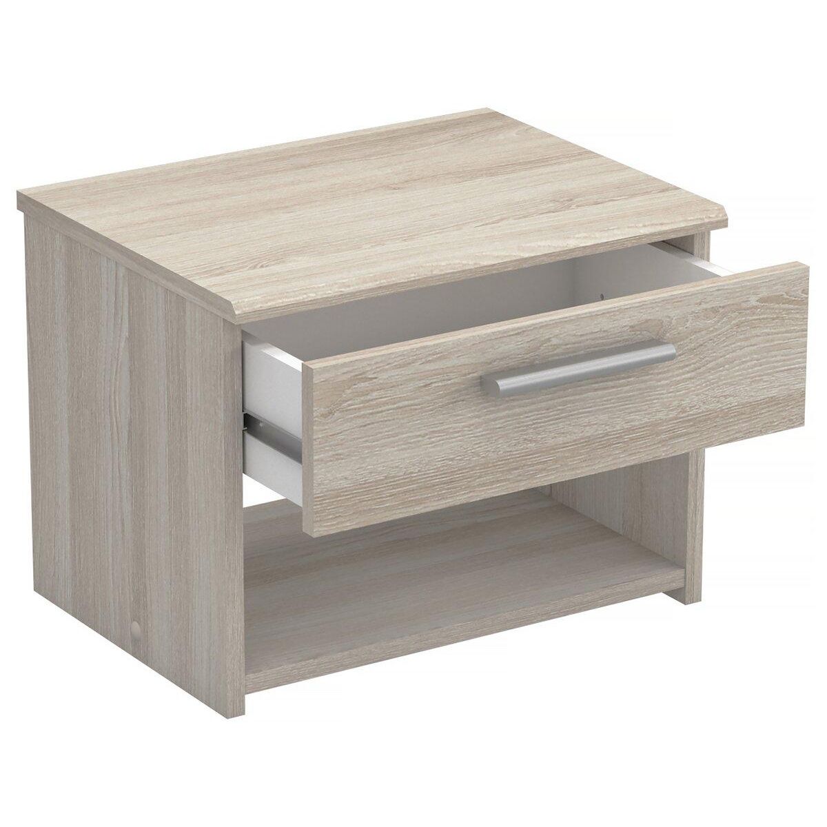Habitat et Jardin Table de chevet en bois  Pricy  - 1 tiroir - 1 niche - 43 x 32 x 32 cm - Beige