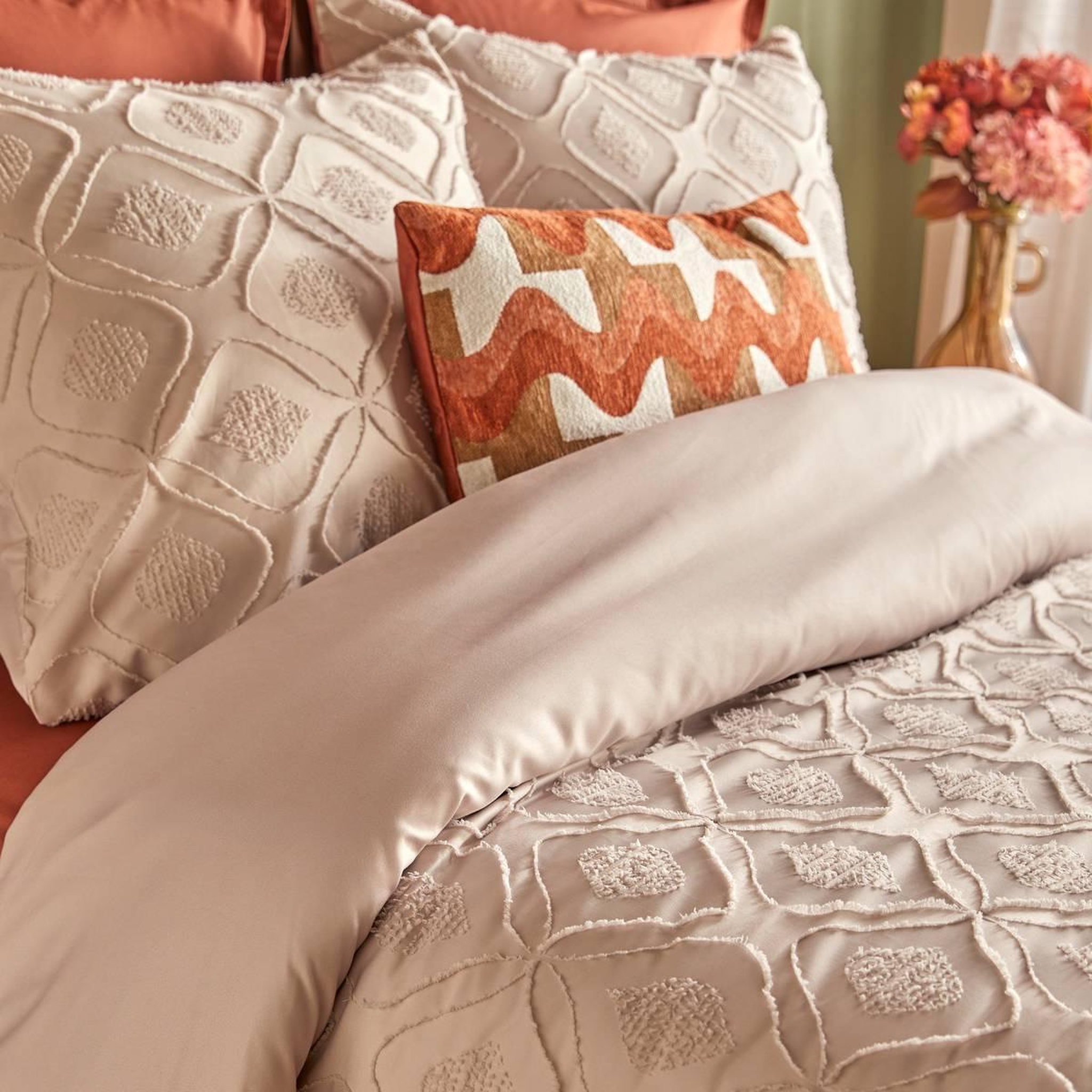 Voir la diapositive 2 : ATMOSPHERA Parure de lit 3 pièces  amy  260x240cm beige lin