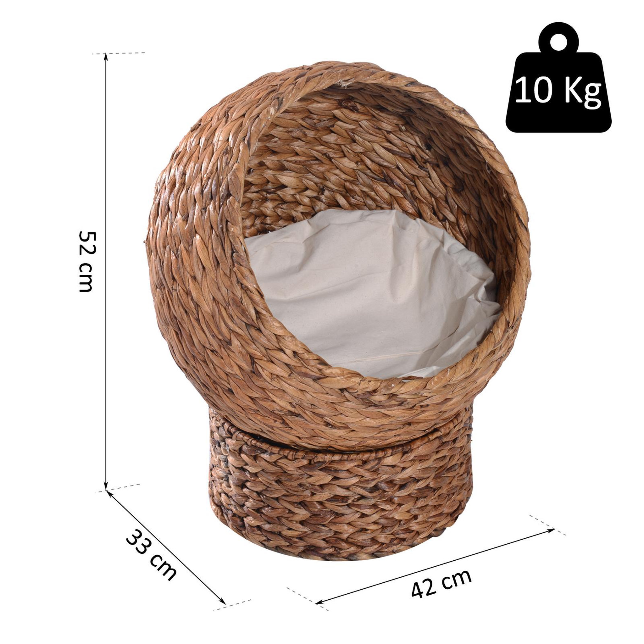 Voir la diapositive 3 : PAWHUT PawHut Panier chat lit chat cosy grand confort dim. 42L x 33l x 52H cm coussin moelleux beige inclus